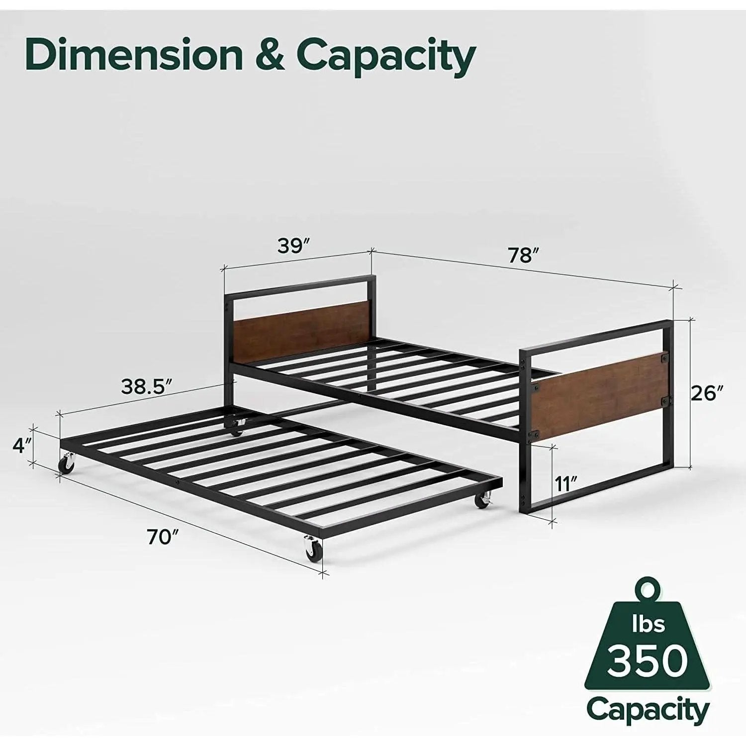 Twin Over Full Metal Bunk Beds With Trundle In Black from PriceLows™