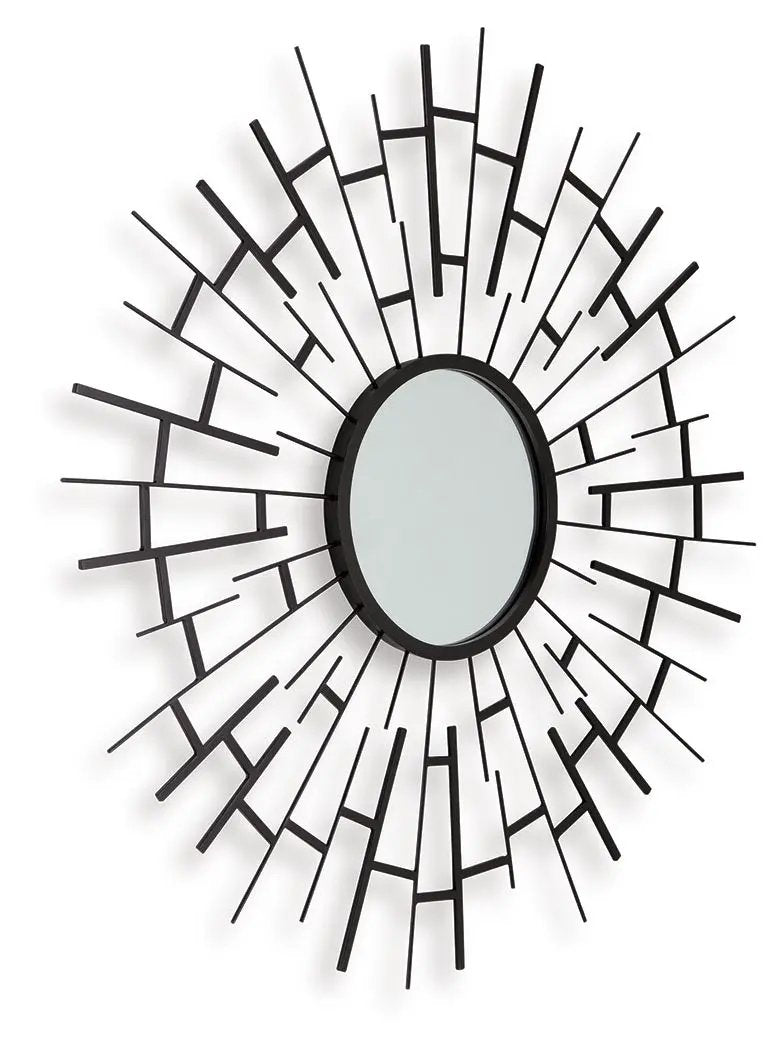 Garrenworth Accent Mirror | Black Metal Frame | 32.13 Inch Square | Wall Mounted
