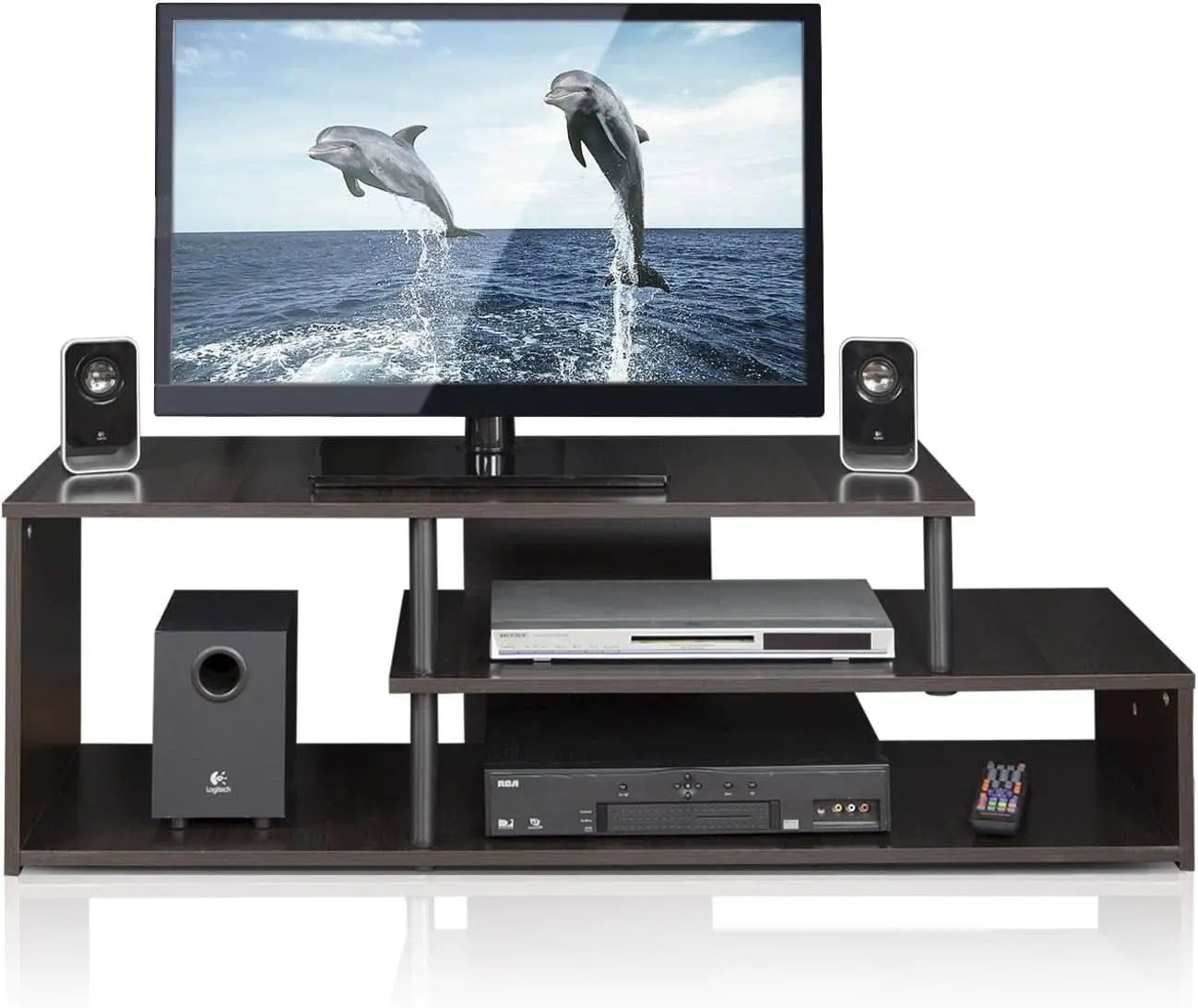 Econ Low Rise TV Stand Espresso Black With Shelves from PriceLows™