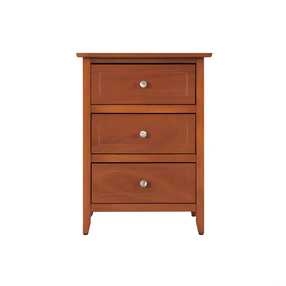Nightstand | 3 Drawer | Real Wood Veneer | Nickel Hardware