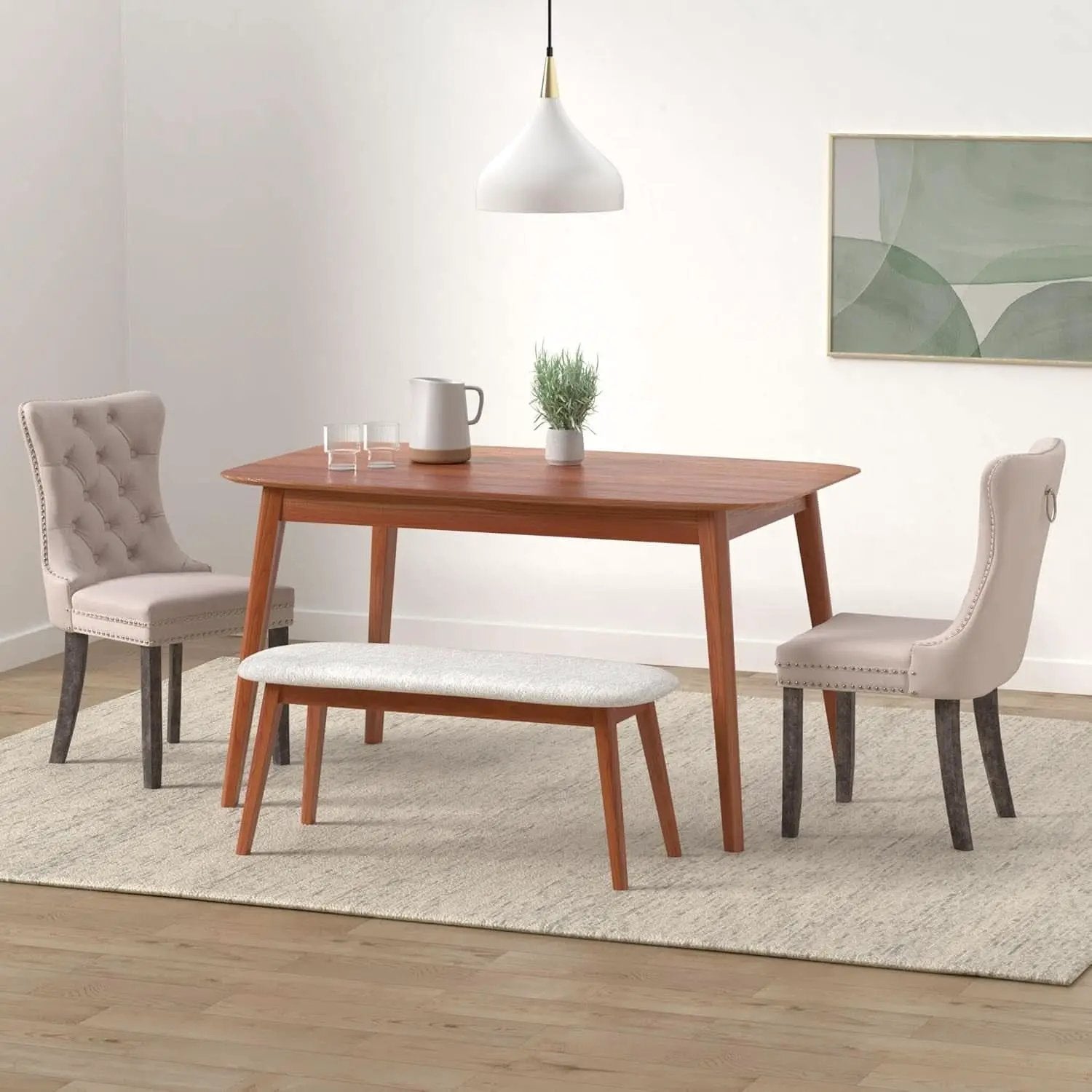 Velvet Wingback Dining Chairs Set Of 4 Beige Tufted from PriceLows™