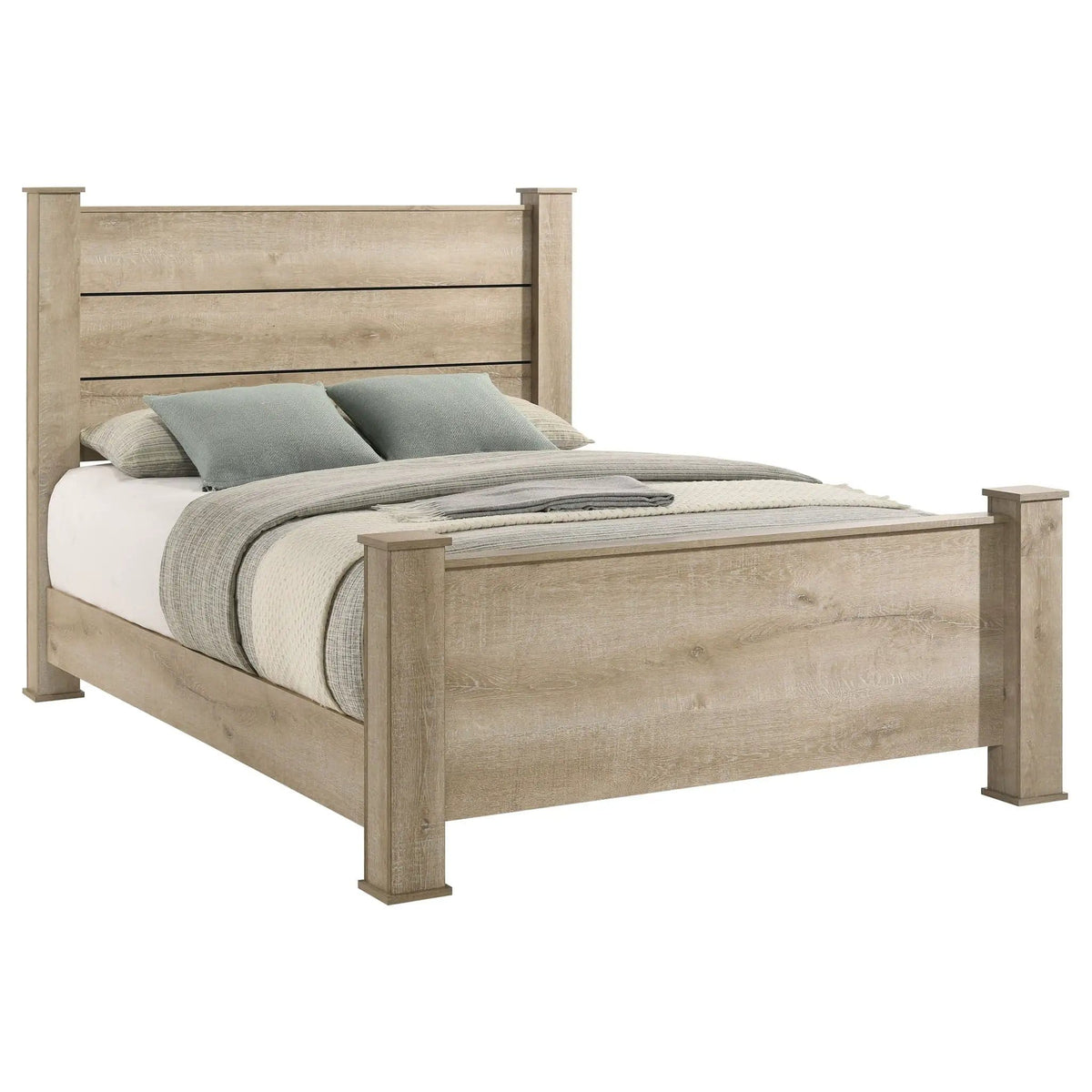 Oakglen 55-inch Queen Panel Bed Weathered | 64.5 x 92 x 55.25 in | Engineered Wood & Veneer | Oak