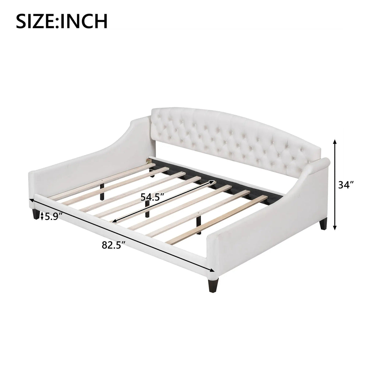 Tufted Button Daybed | Modern Design | Reinforced Slats | Solid Legs