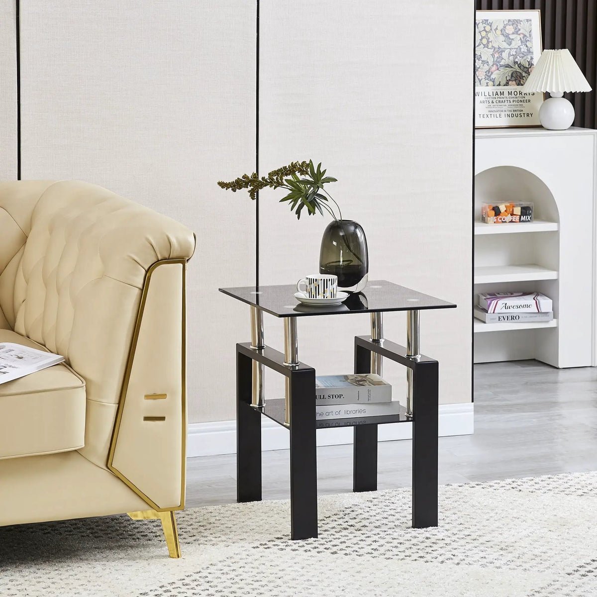 Tempered Glass Table | Hidden Storage | Easy Assembly