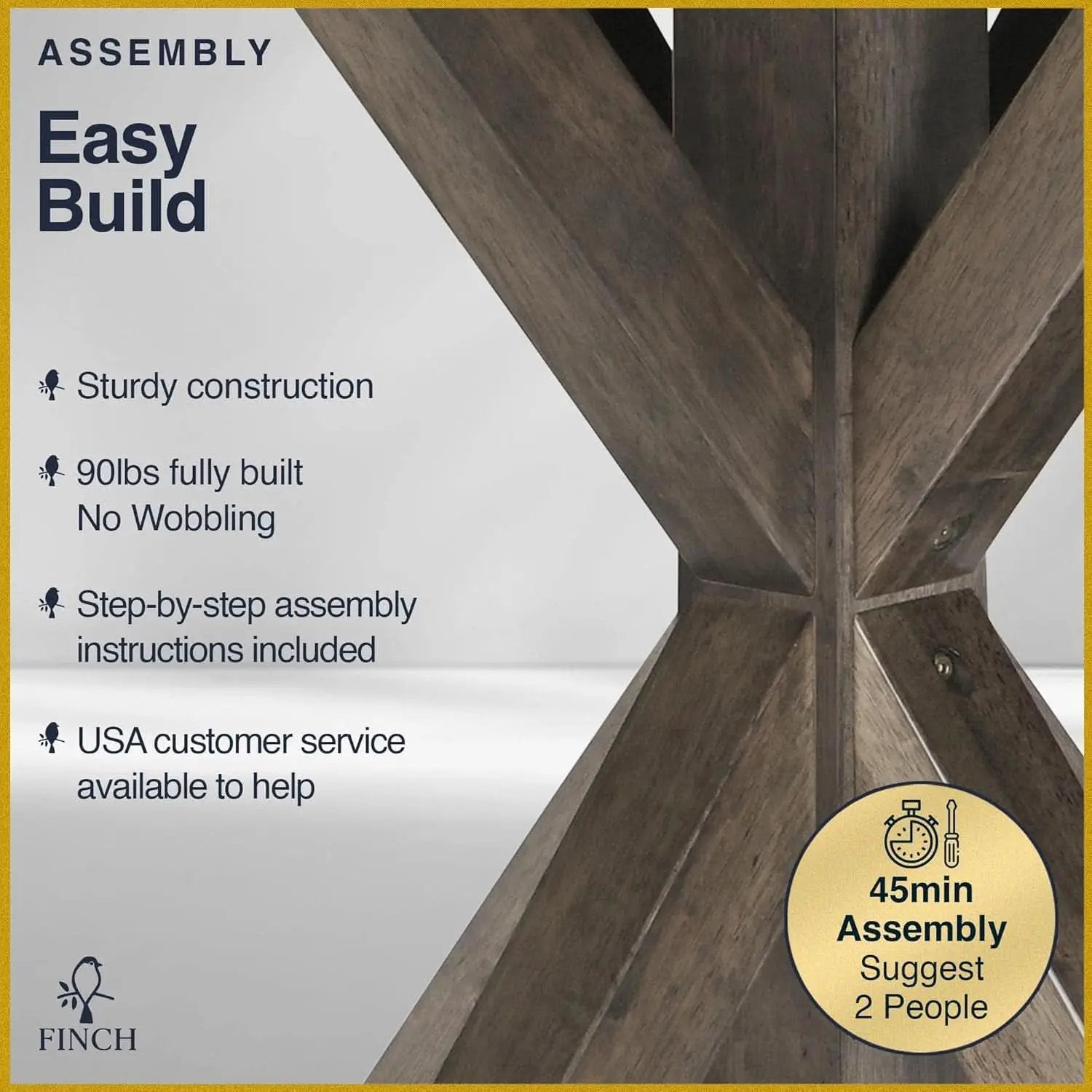 Alfred Round Solid Wood Rustic Dining Table 46.5 Inch Diameter Trestle Pedestal from PriceLows™