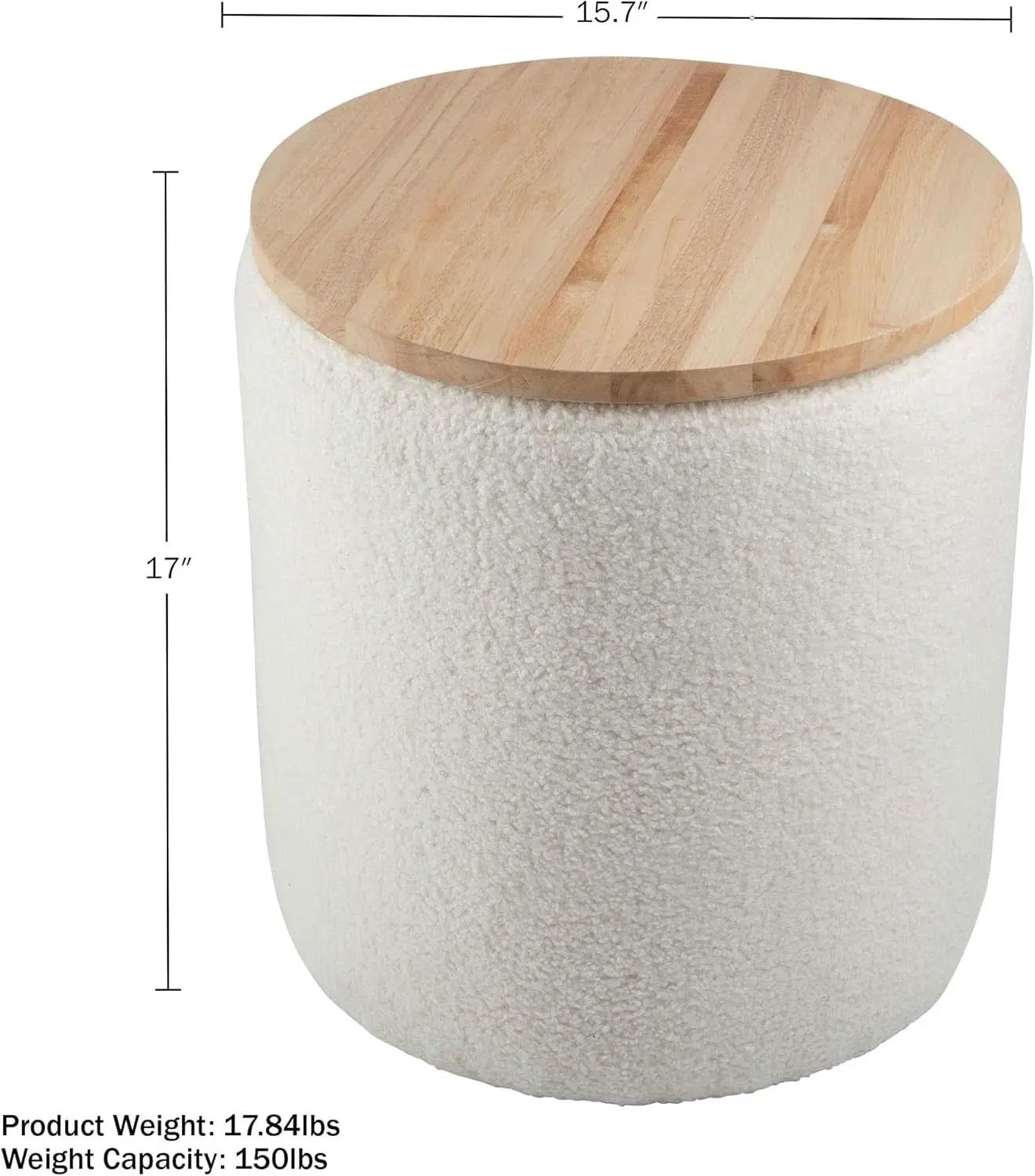 Cream Textured Storage Ottoman Removable Lid Walnut from PriceLows™