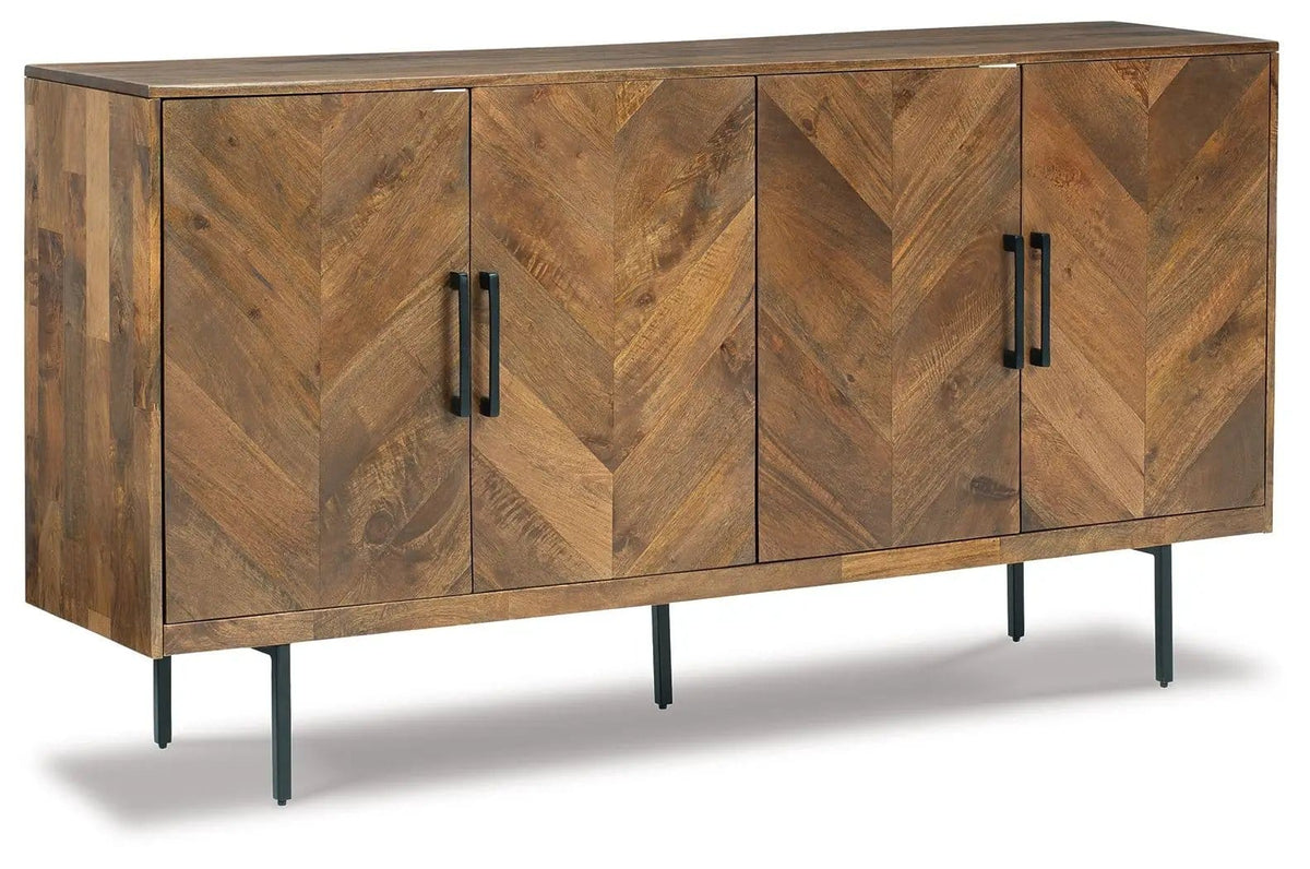 PratTVille Accent Cabinet | 68 x 16 x 36.75 in | Engineered Wood & Metal | Brown