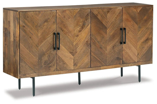 PratTVille Accent Cabinet | 68 x 16 x 36.75 in | Engineered Wood & Metal | Brown
