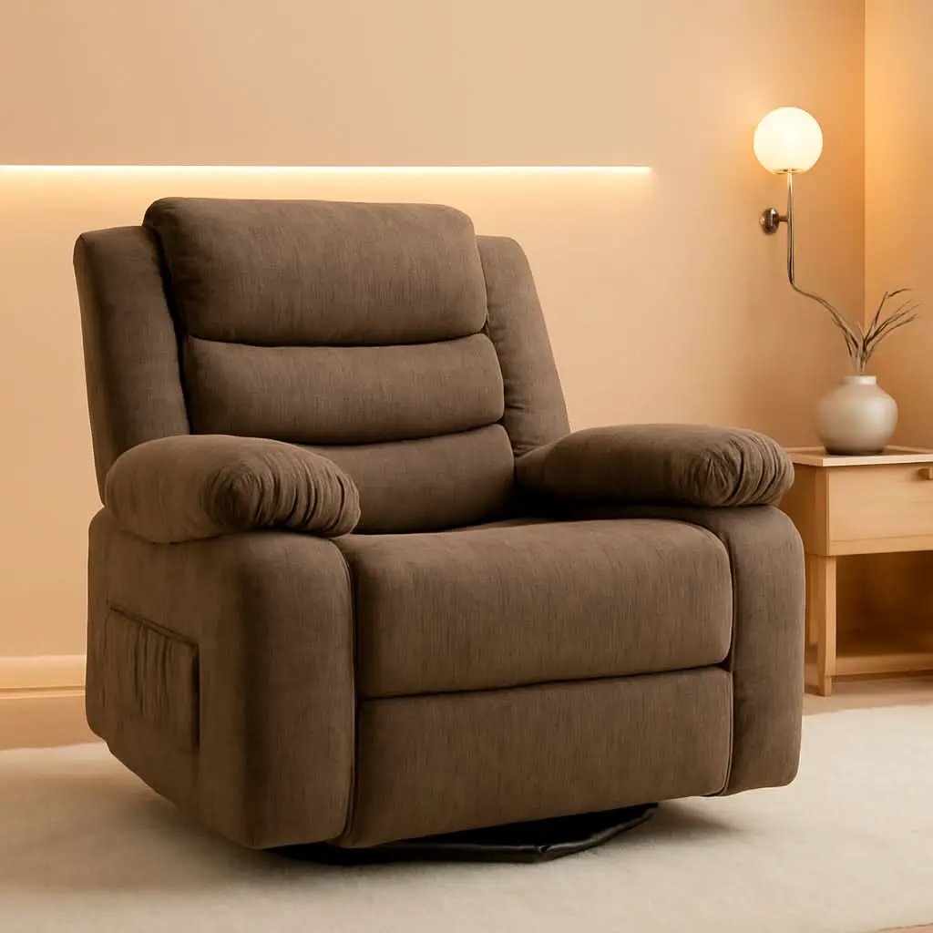 Brown Recliner Chair With 360 Swivel For Home Comfort from PriceLows™