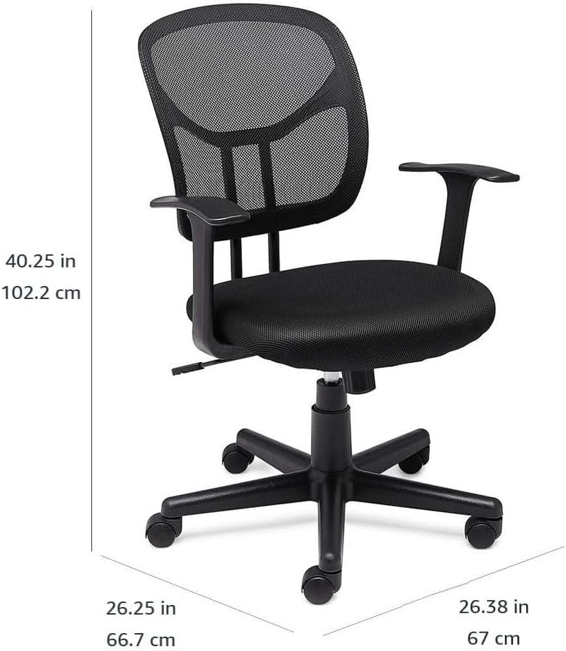 Mesh Mid Back Office Chair With Adjustable Height And 360 Degree Swivel Black from PriceLows™