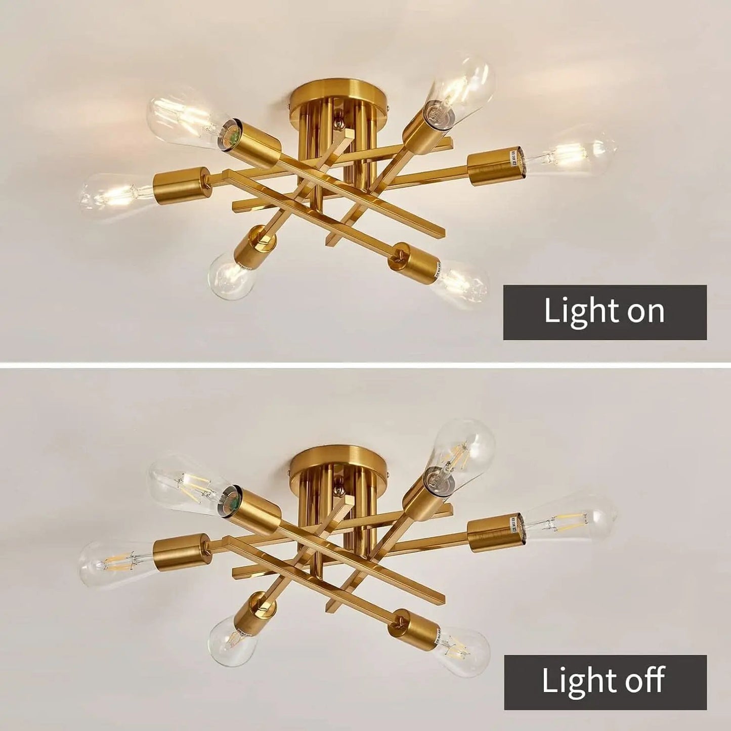 Gold Sputnik Chandelier Semi Flush Mount Ceiling Light from PriceLows™