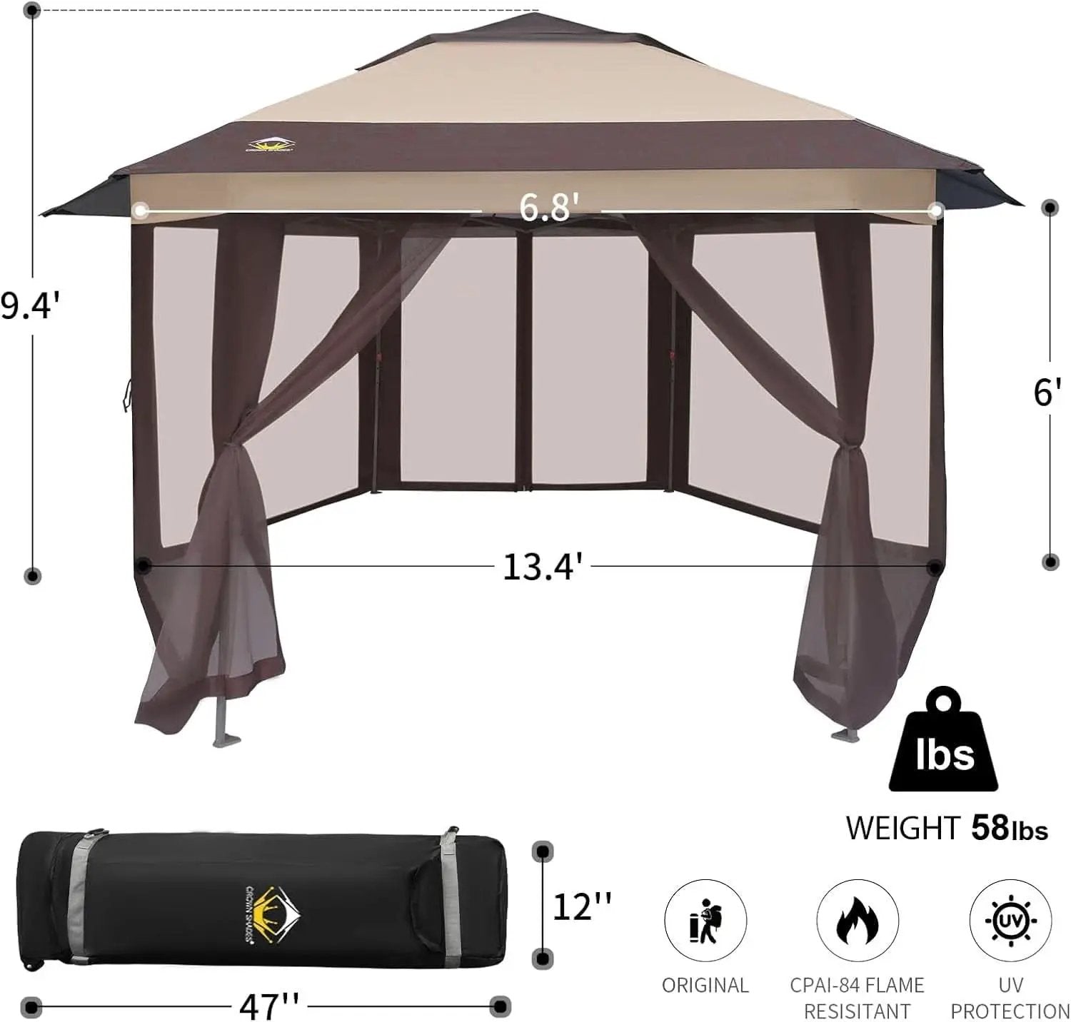 16x16 Pop Up Gazebo With Mosquito Netting For Patio Parties from PriceLows™