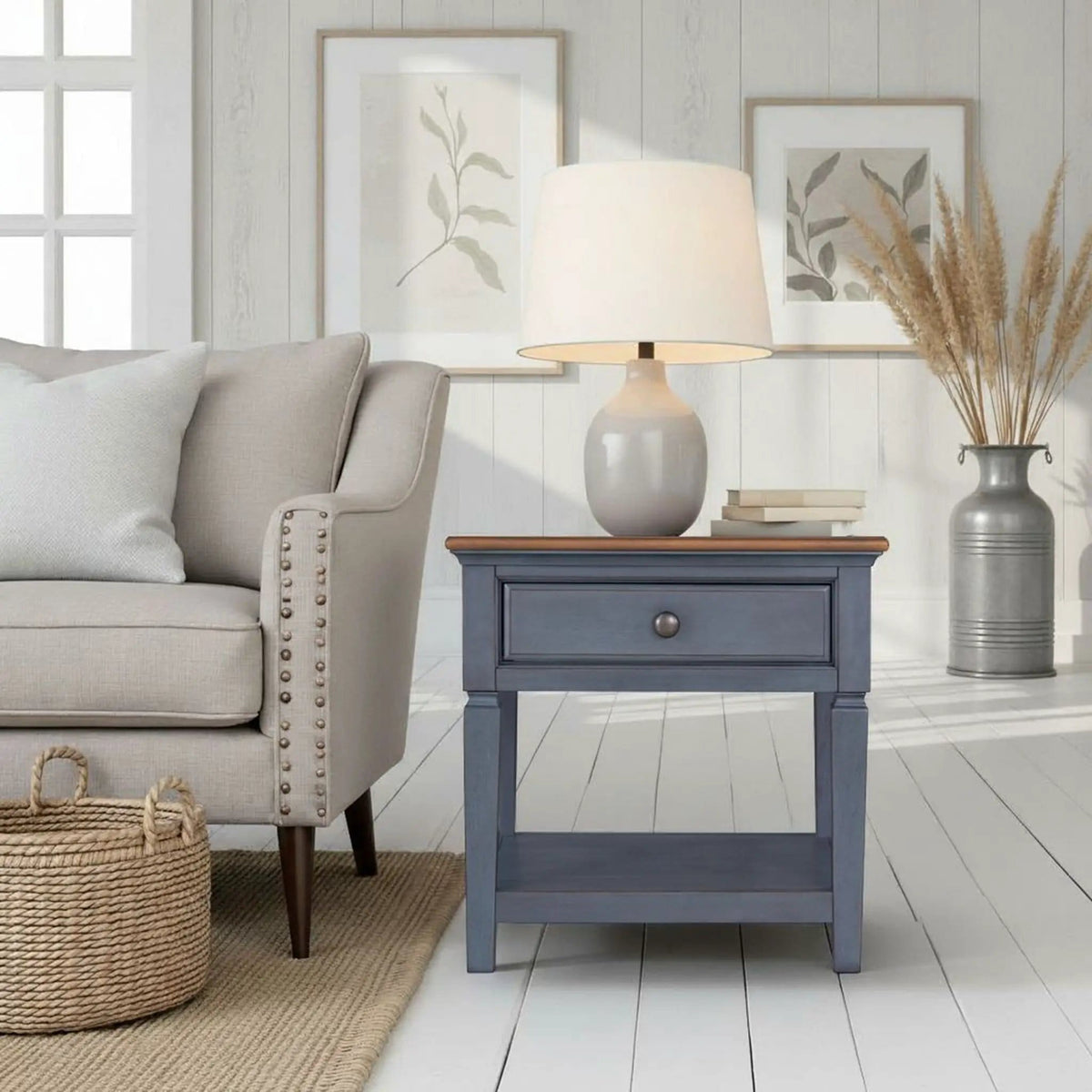 End Table - | 24 x 24 x 24 in | Wood | Blue