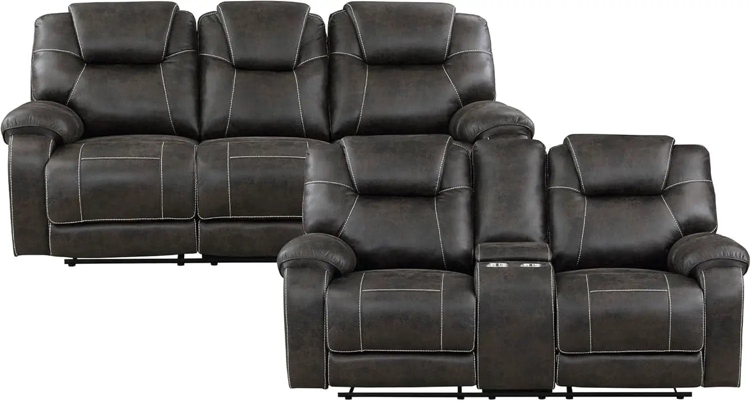 Recife 2-Piece Reclining Living Room Sofa Set Chocolate from PriceLows™