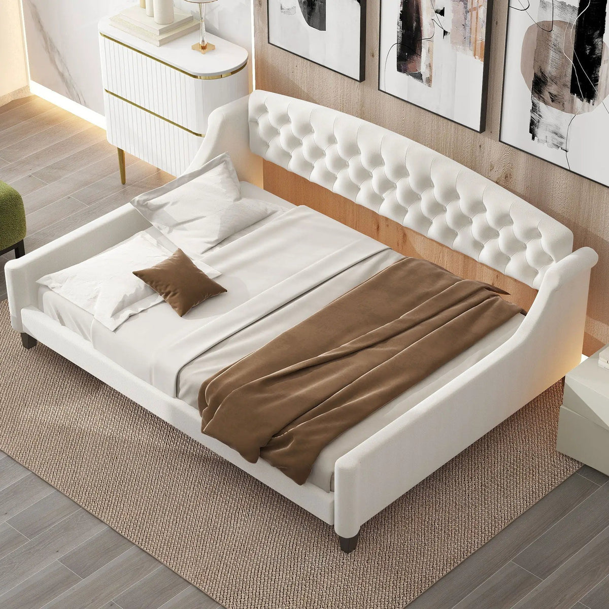 Tufted Button Daybed | Modern Design | Reinforced Slats | Solid Legs