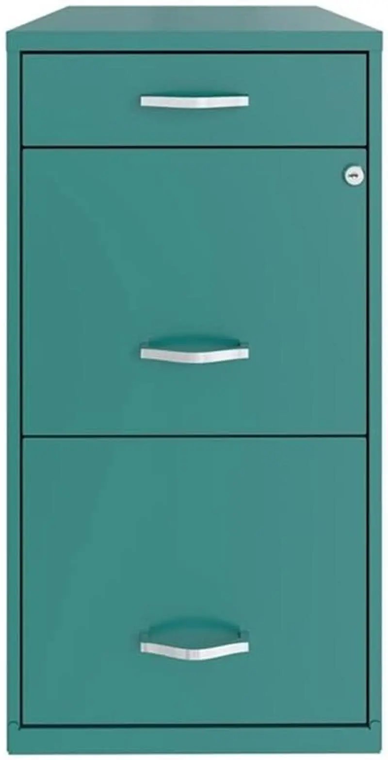 Turquoise Metal 3 Drawer Vertical Filing Cabinet Lockable 27.32 Inch Pre Assembled For Home Or Office from PriceLows™
