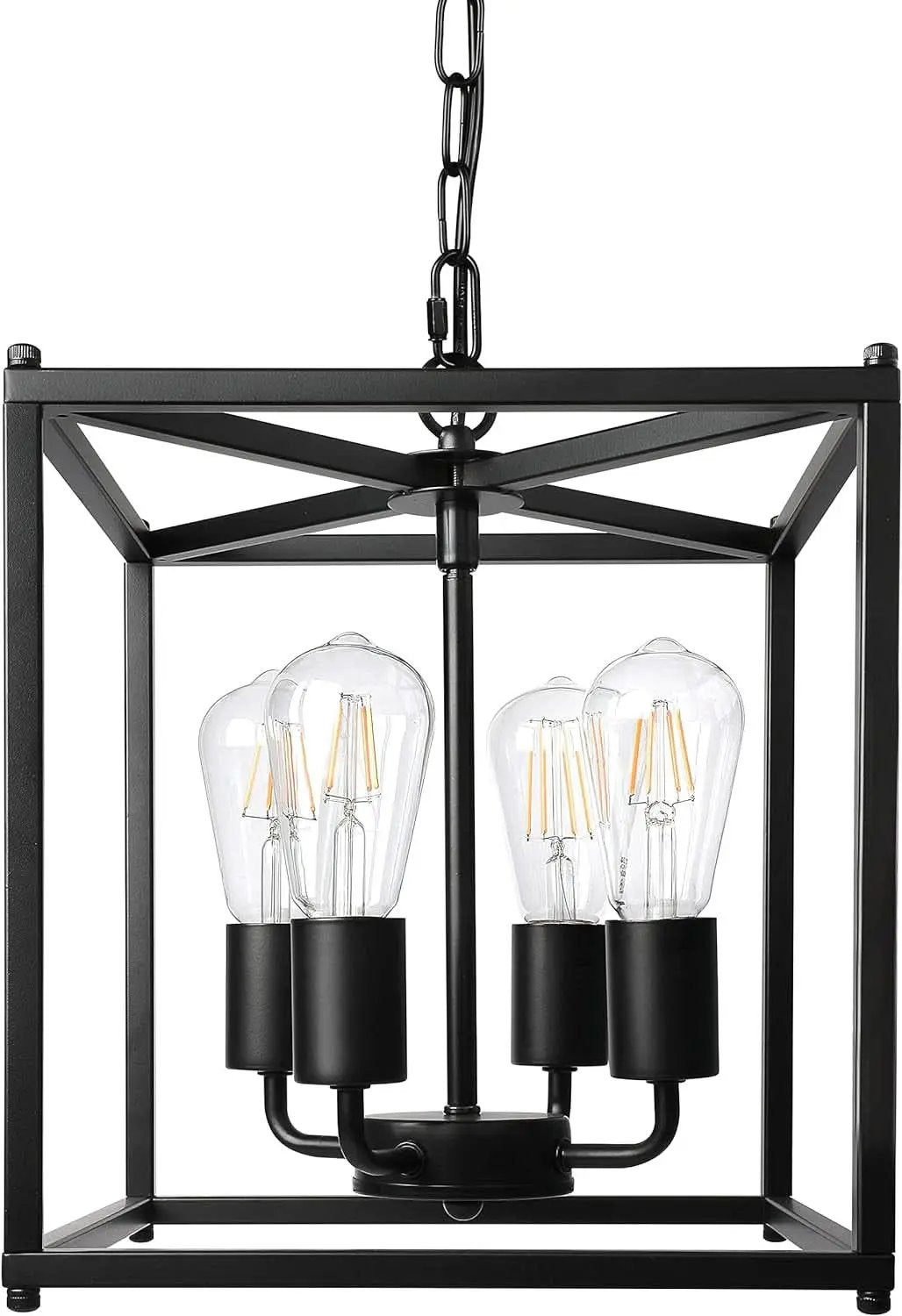 Black Farmhouse 4 Light Chandelier Pendant Light Adjustable from PriceLows™