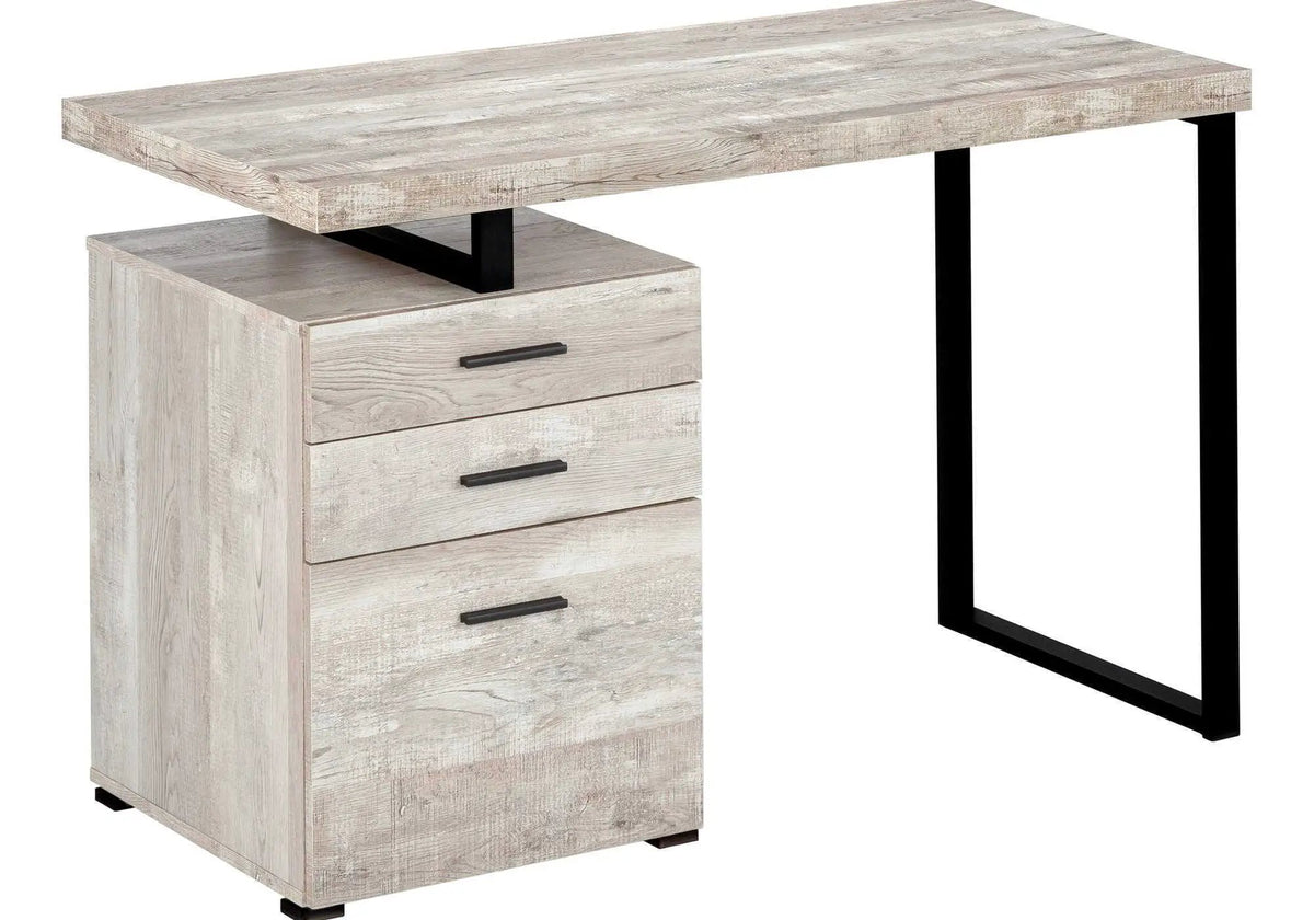48 Inch Reversible Computer Desk | Laminate Finish | U-Shaped Metal Legs | Ample Storage Drawers