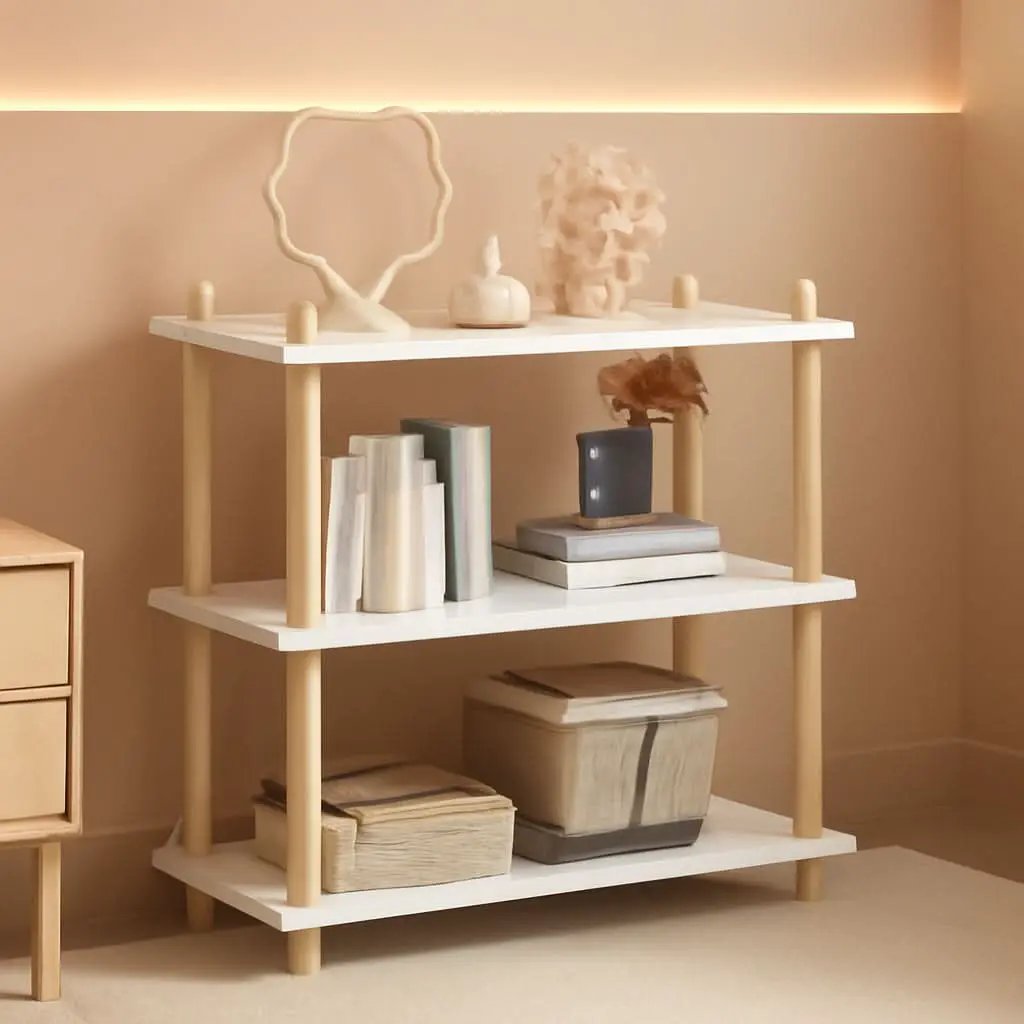 Three Tier White Bookcase Free Standing Display Rack from PriceLows™