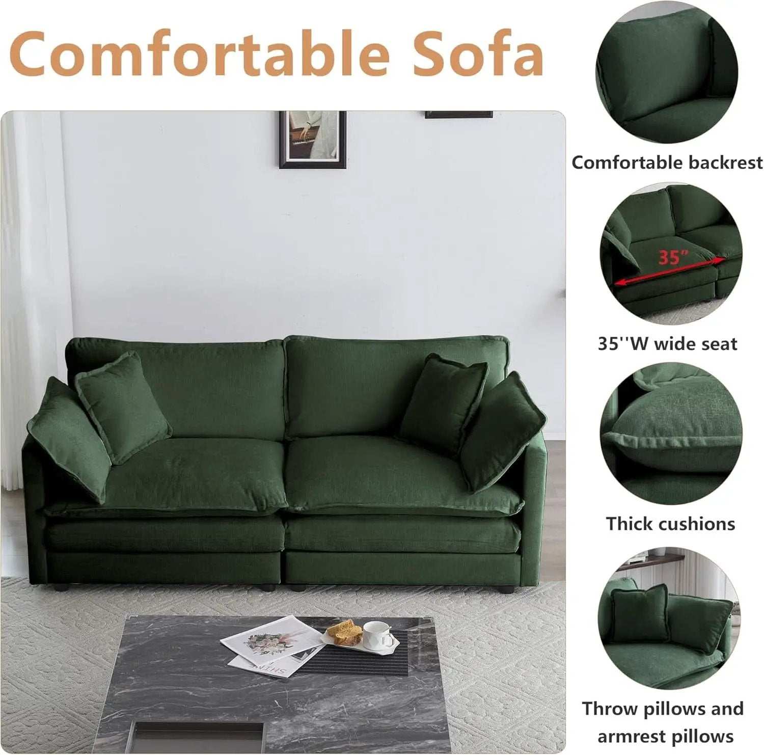 Two Piece Loveseat And Armchair Set In Evergreen Chenille from PriceLows™