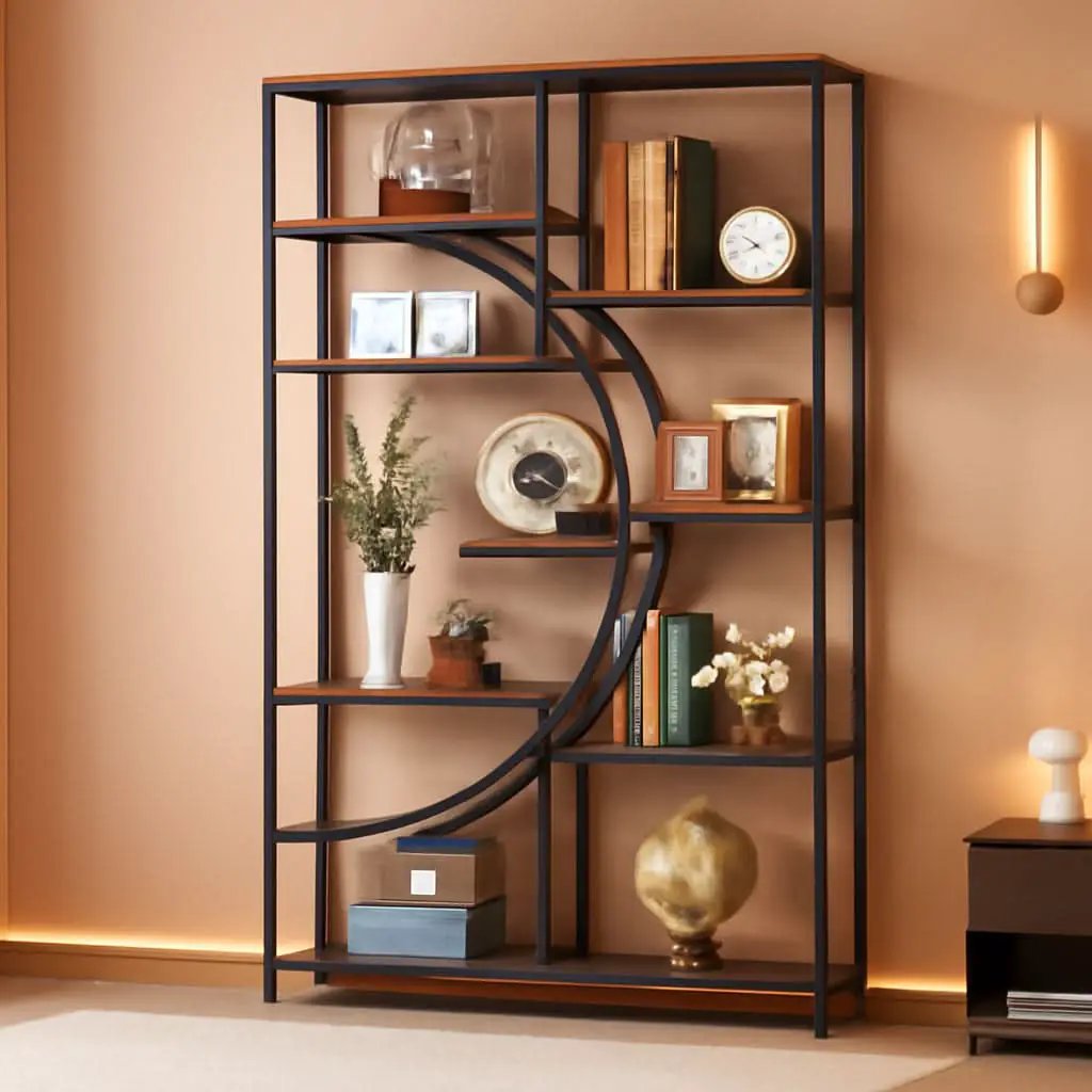 Industrial Black 5 Tier Etagere Bookcase For Living Room from PriceLows™