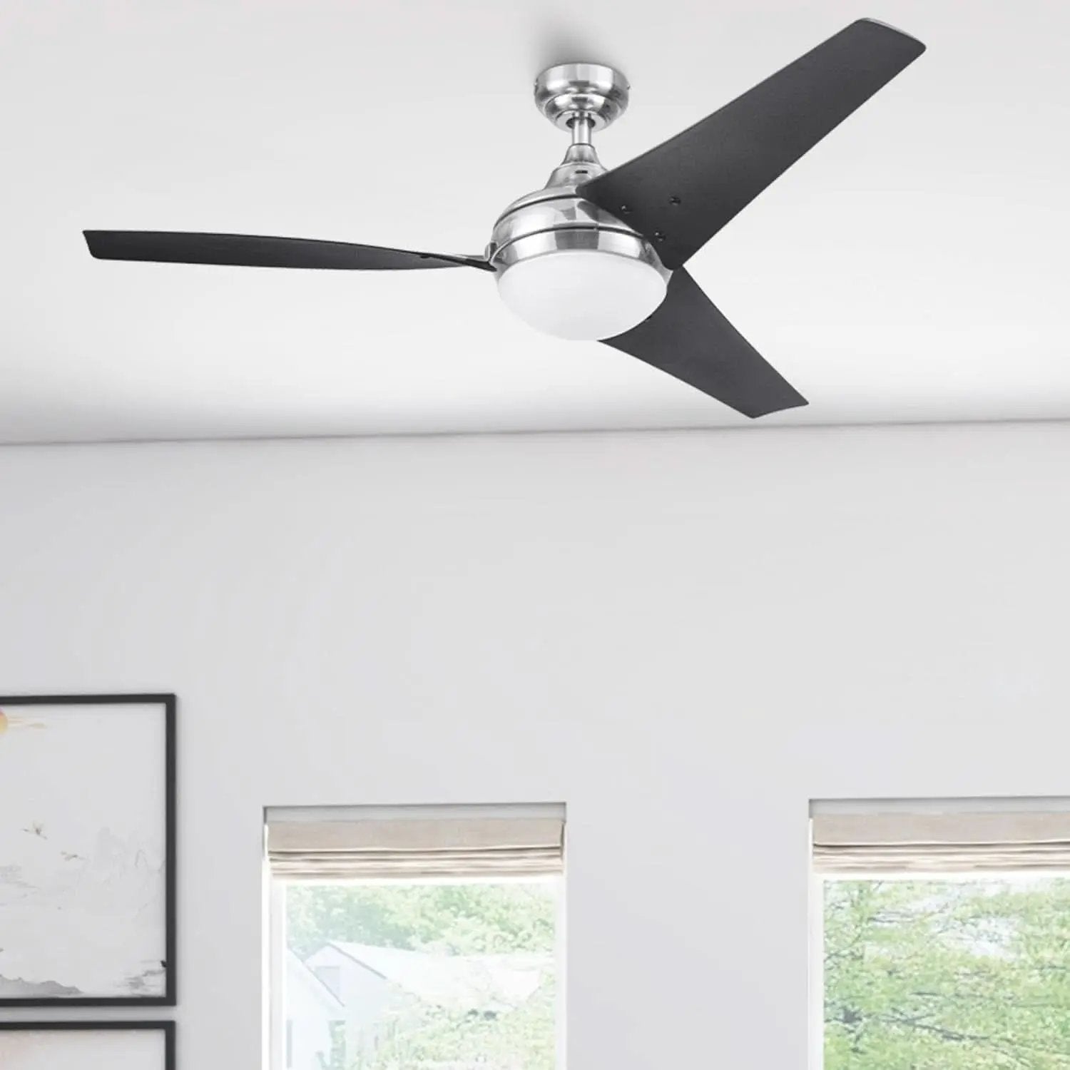 52 Inch Brushed Nickel LED Ceiling Fan With Remote from PriceLows™