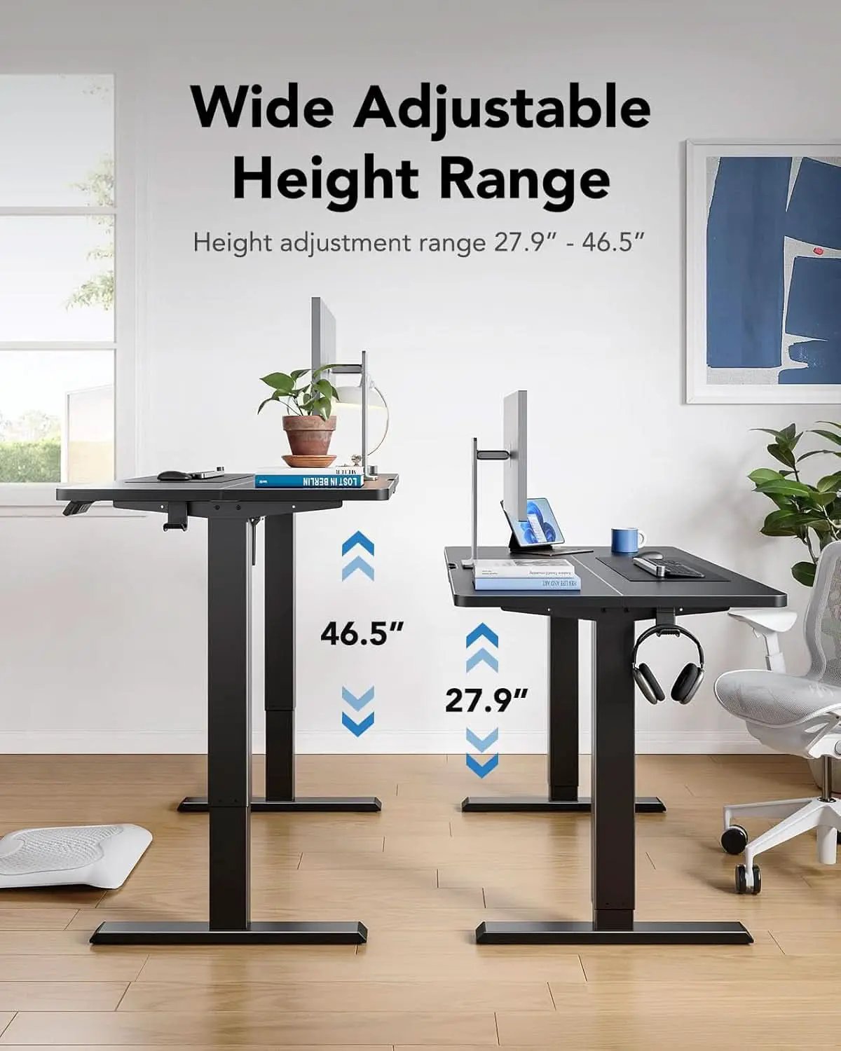 48 Inch Black Electric Standing Desk With Adjustable Height And Memory Settings from PriceLows™