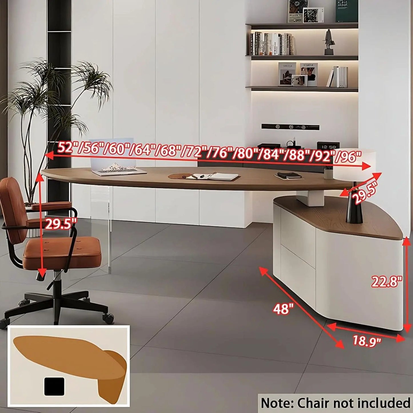 Solid Wood L Shape Desk With Integrated Side Cabinet 56 In from PriceLows™