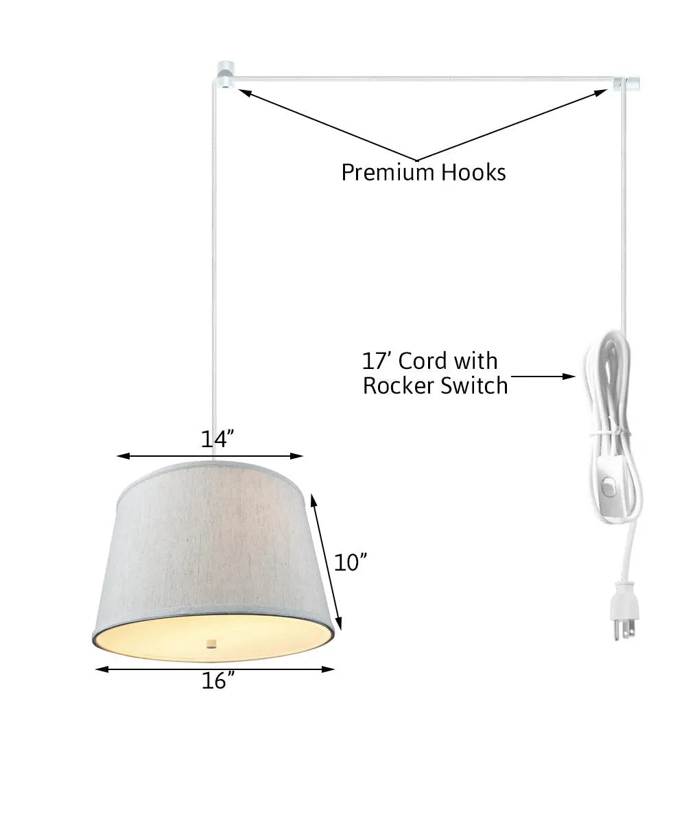 Swag Plug In Pendant Light | 2 Light | Textured Oatmeal | 10 Inch Wide