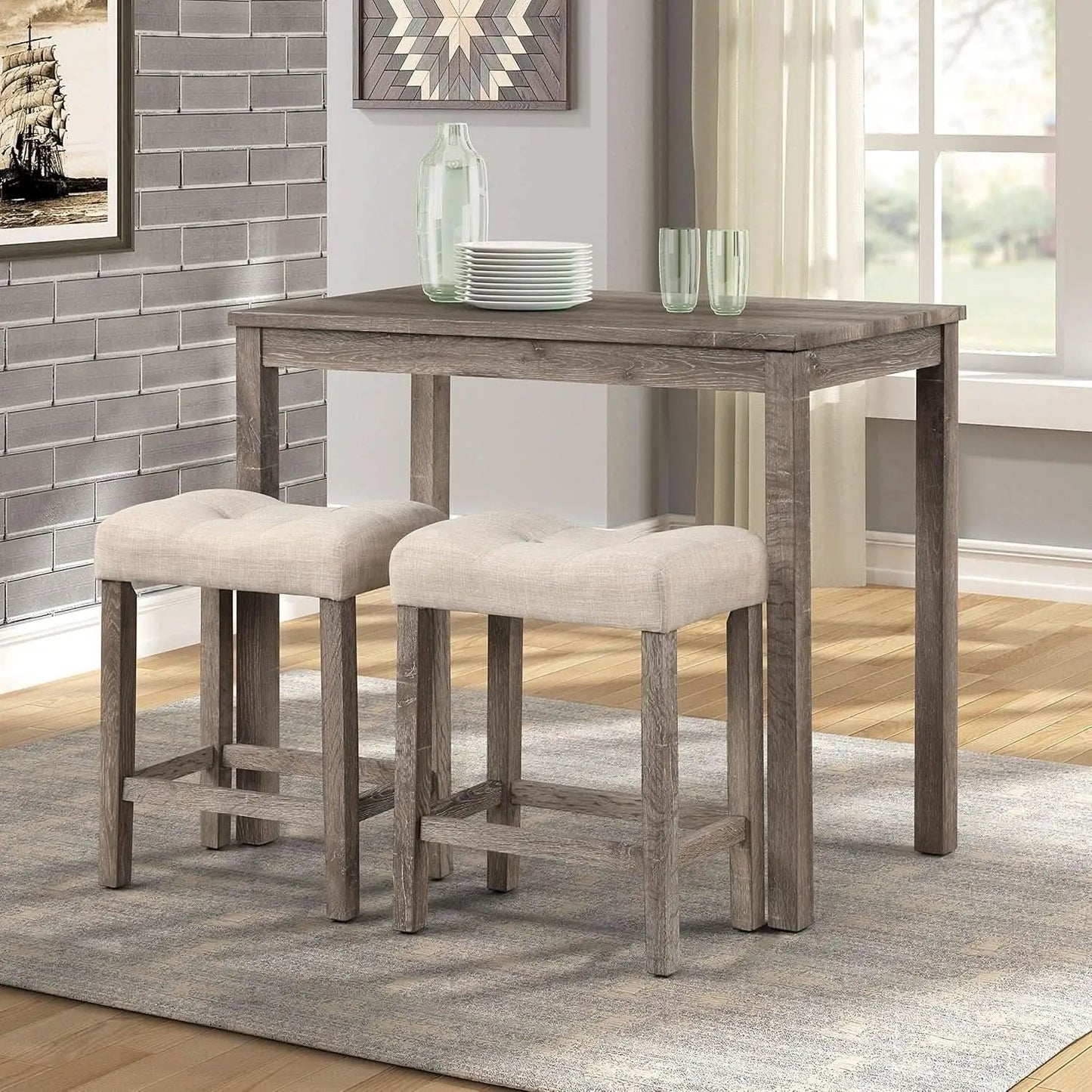 Taupe Upholstered Counter Height Elegant Dining Set from PriceLows™