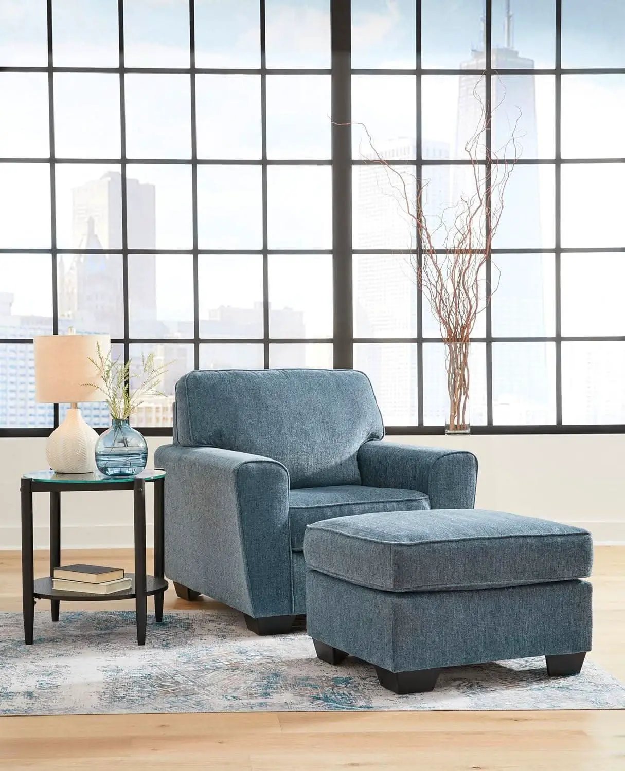 Modern Upholstered Accent Chair In Blue For Living Room from PriceLows™