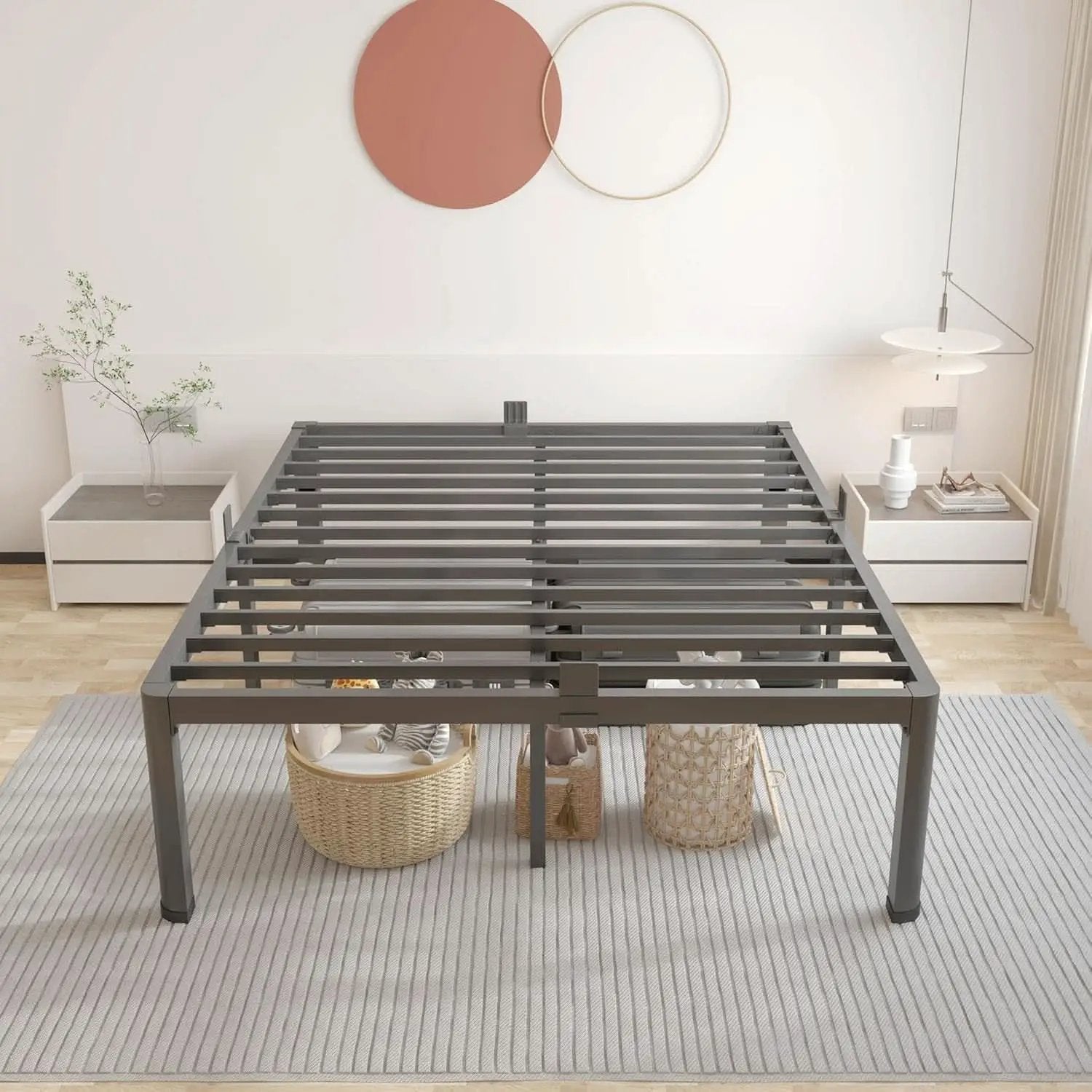 Premium King Size Metal Bed Frame With Under Bed Storage from PriceLows™