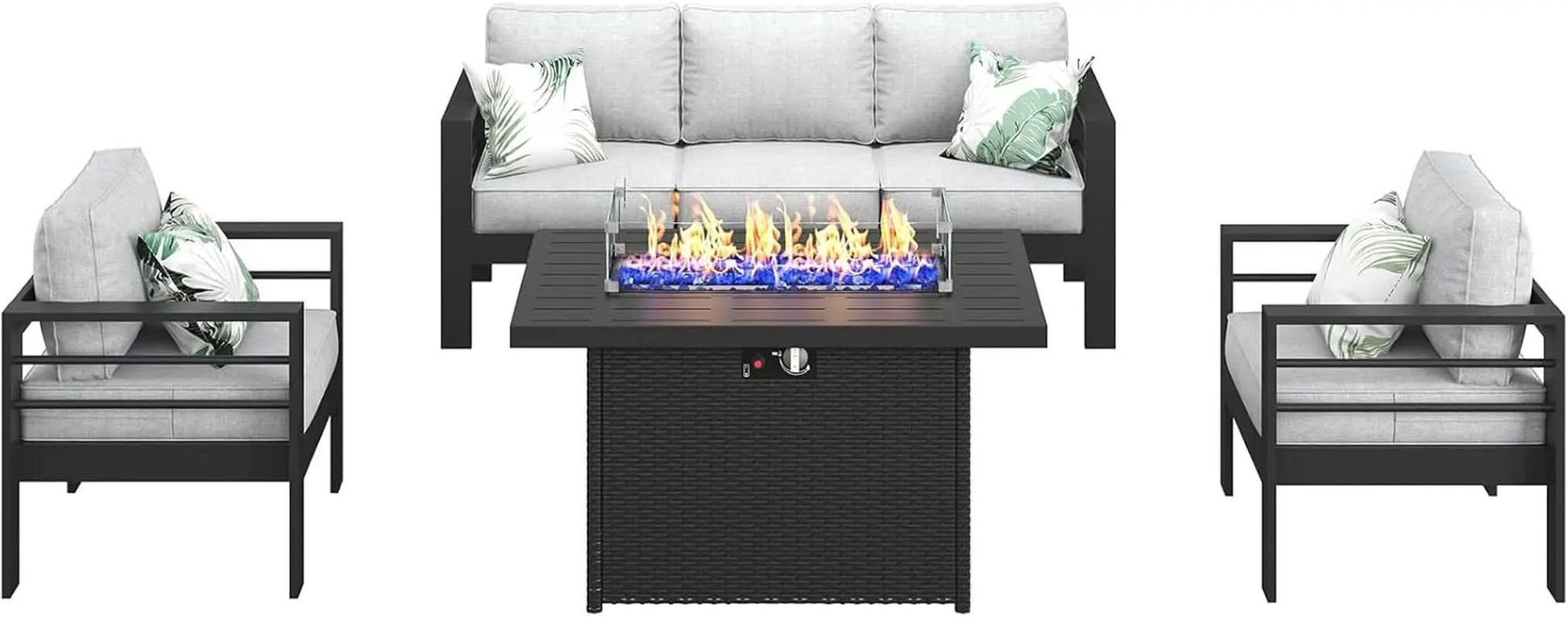 Aluminum Outdoor Patio Sectional Set With Fire Pit Table from PriceLows™