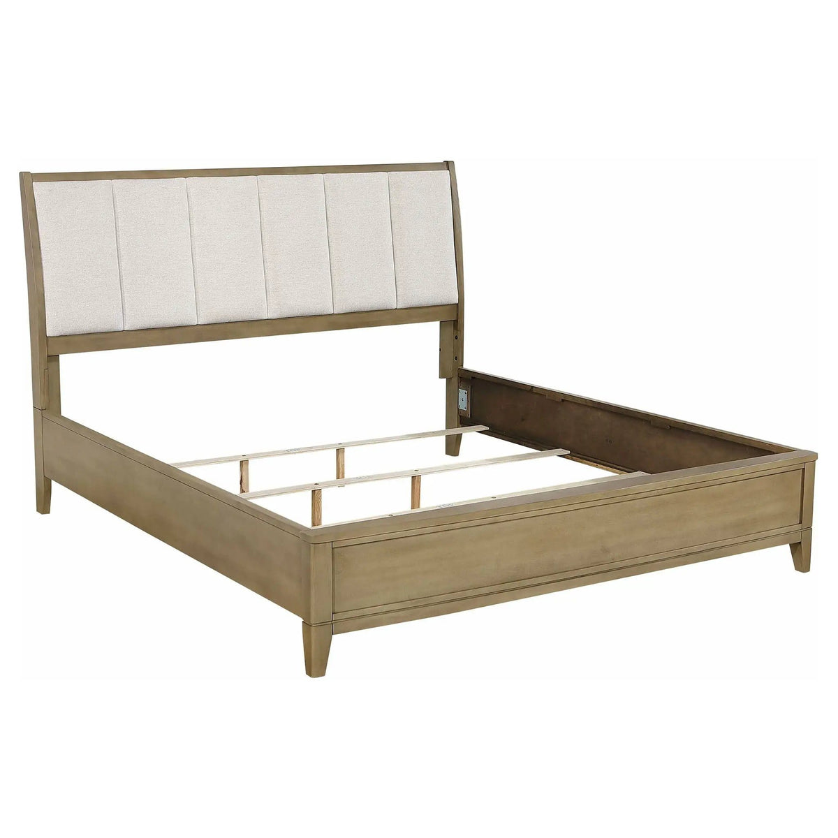 Granada Upholstered Eastern King Panel Bed Natural Pine | 80.25 x 89.75 x 53.25 in | Fabric | Bedroom