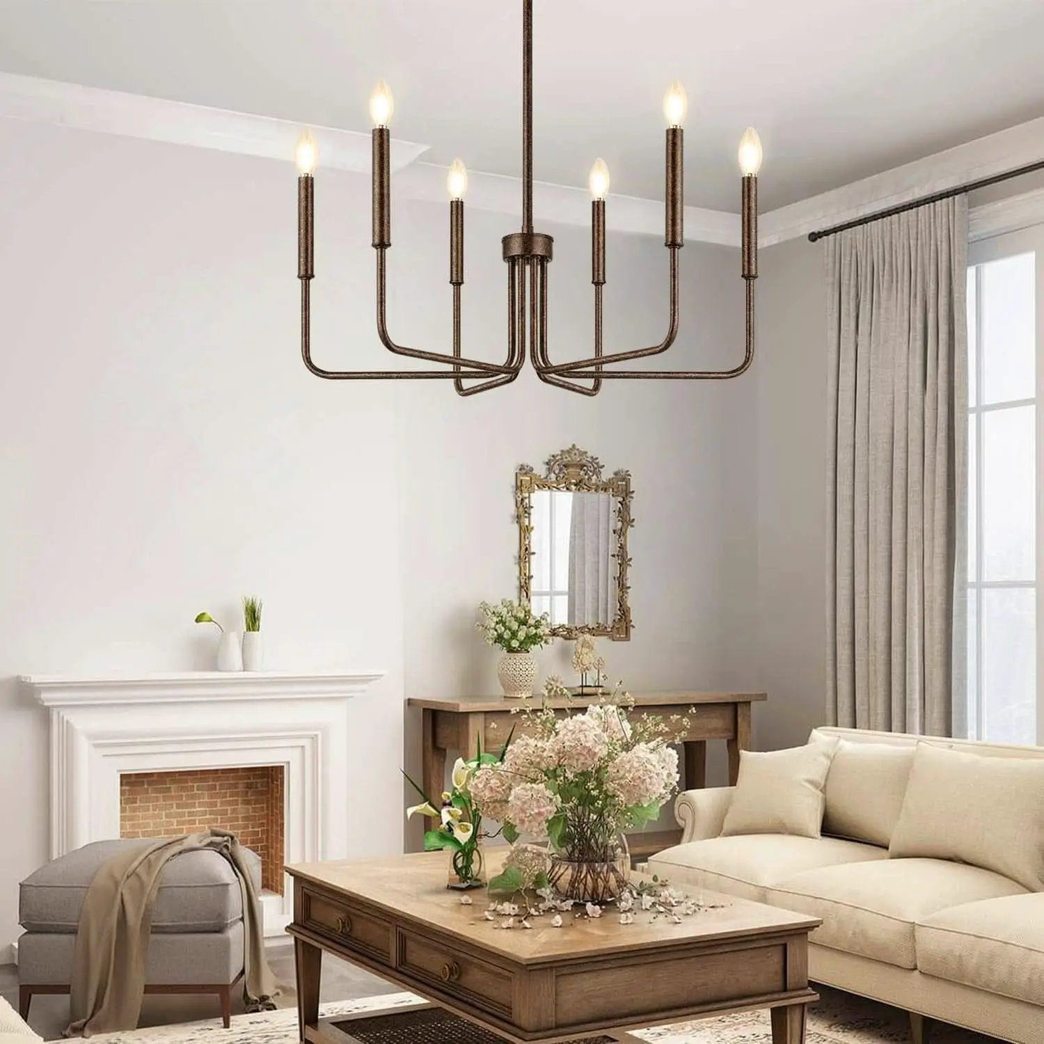 Rustic Black 6 Light Farmhouse Chandelier For Dining Room from PriceLows™