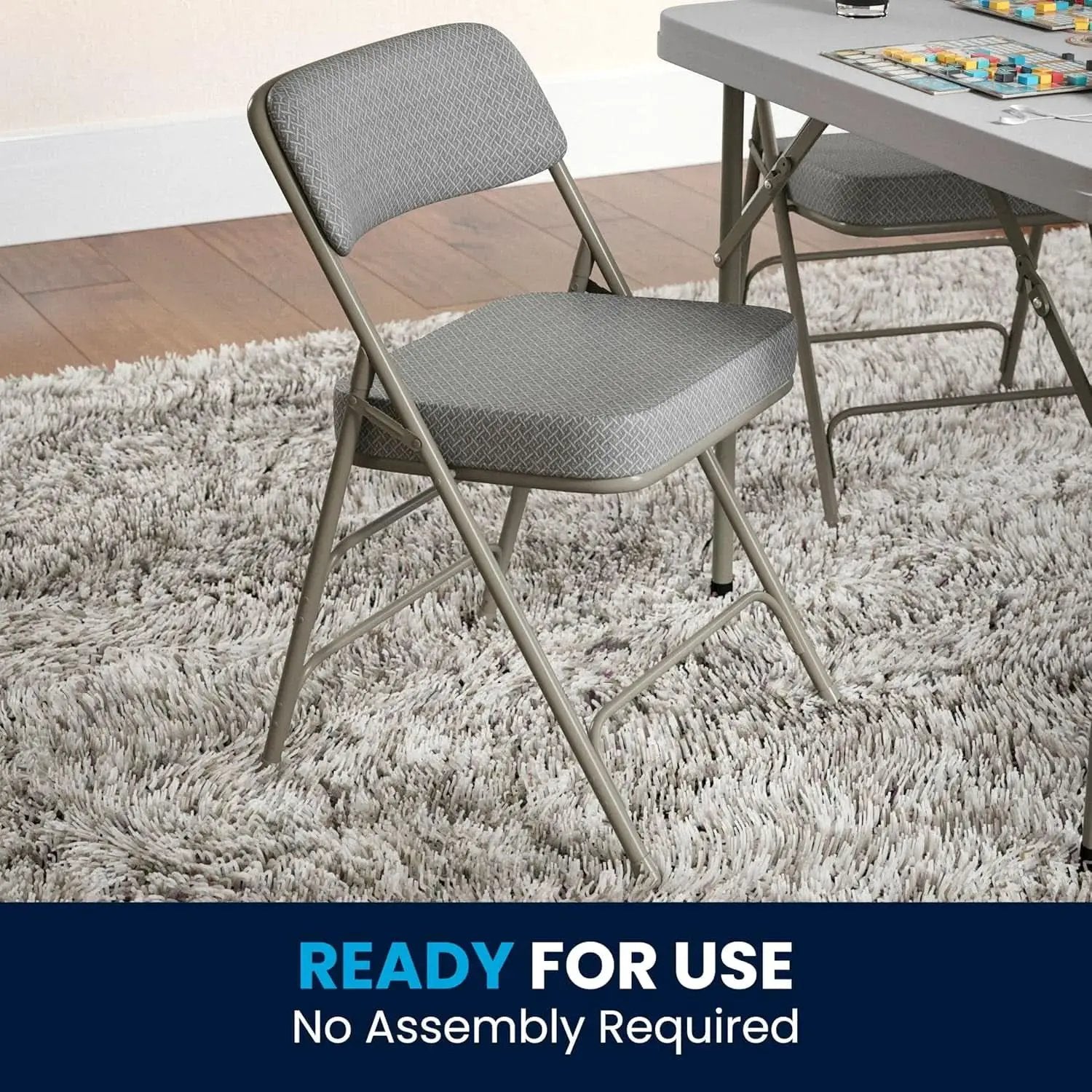 Gray Metal Folding Event Chairs With Cushioned Seats Set Of 2 from PriceLows™