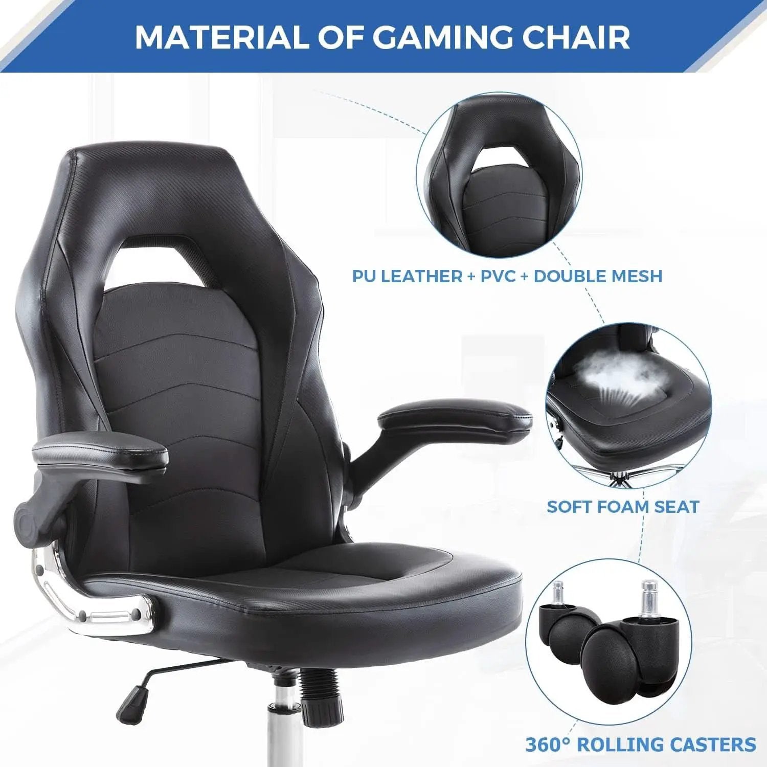 Ergonomic Gaming Chair With Height Adjustability Black from PriceLows™