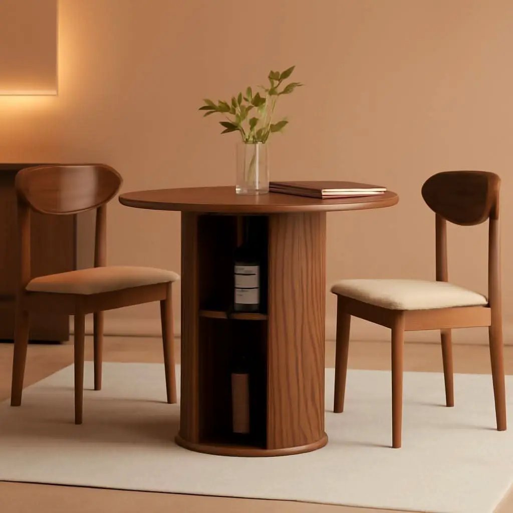 31.5 Inch Walnut Round Dining Table For Two To Four from PriceLows™