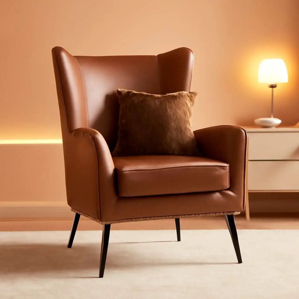 Faux Leather Wingback Chair With Black Nailhead Trim from PriceLows™