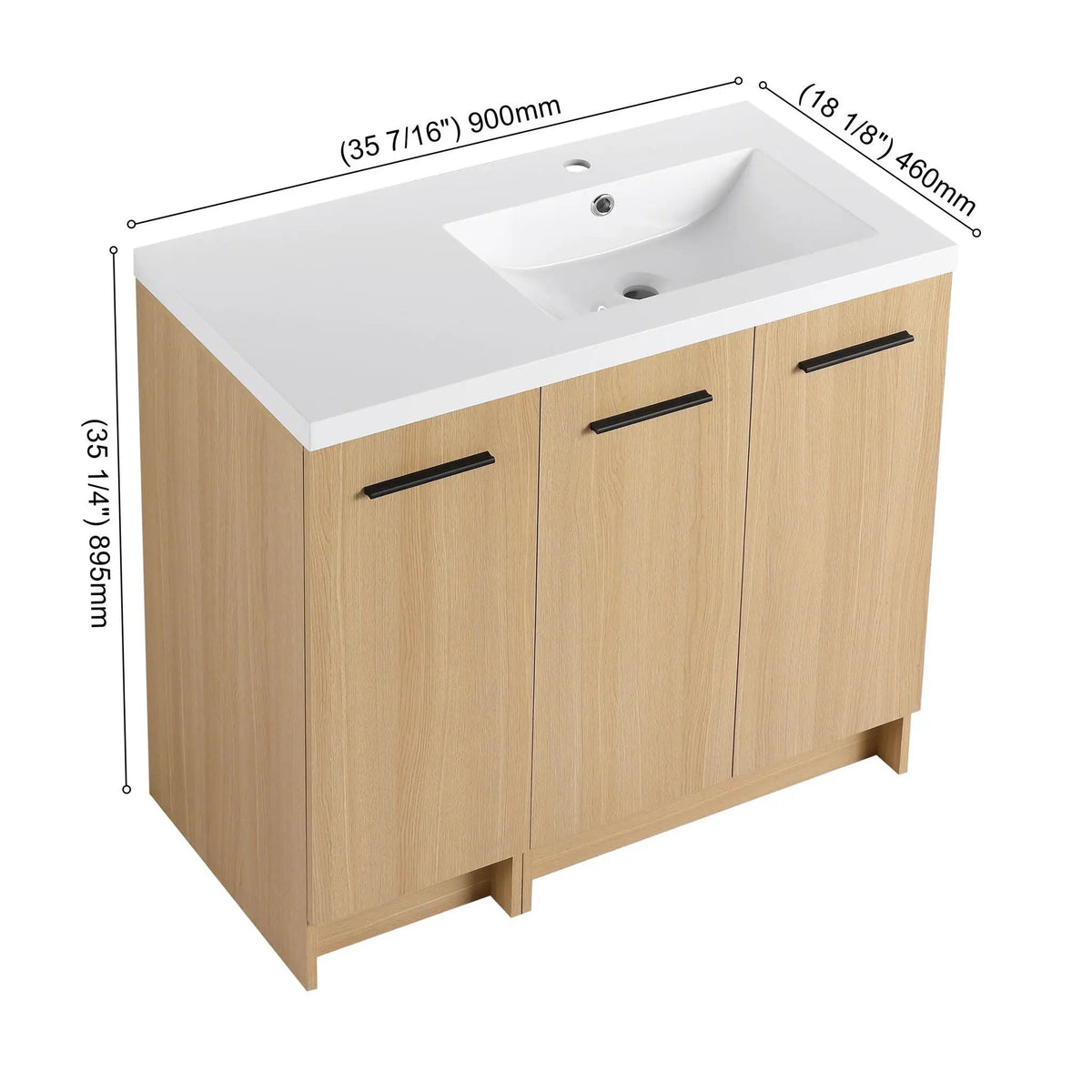 Wall Mounted Floating Bathroom Vanity | 3 Door Modular | Gel Coat Sink