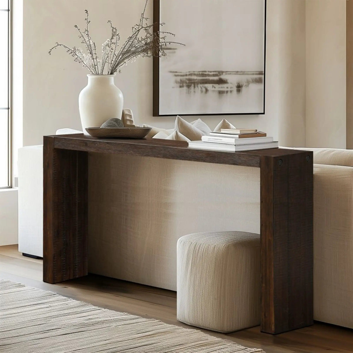 Modern Console Table | 54 Inch Width | Solid Wood Construction | Clean-Lined Design