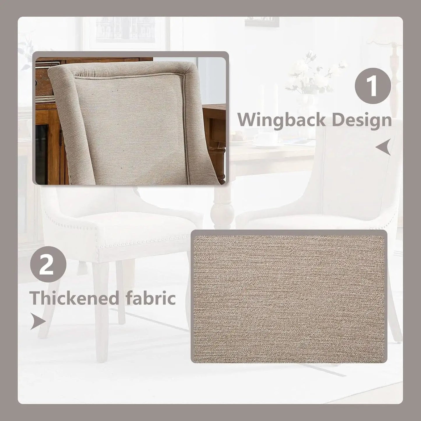 Modern Dining Chairs Tan Upholstered Fabric Set Of 2 from PriceLows™
