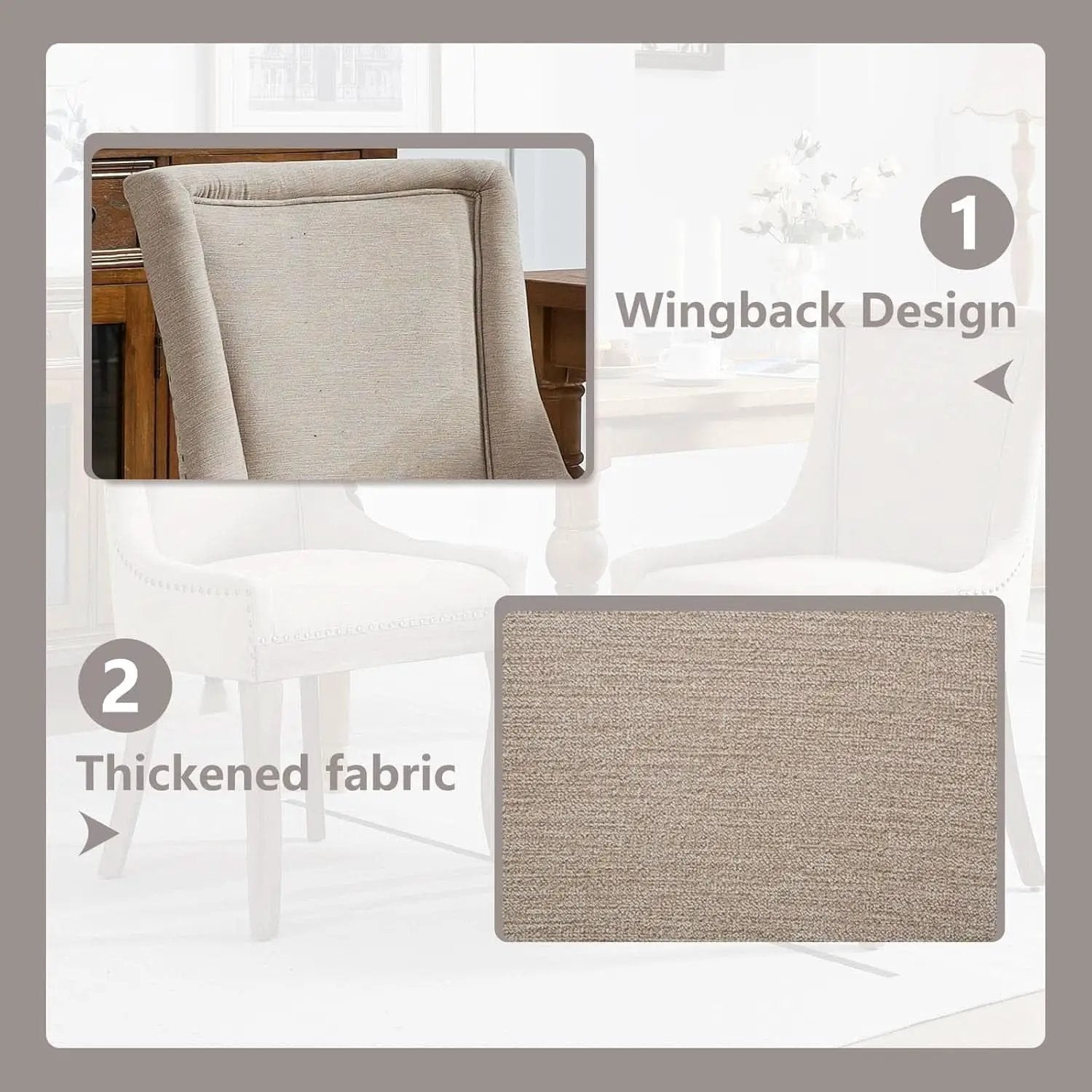 Modern Dining Chairs Tan Upholstered Fabric Set Of 2 from PriceLows™