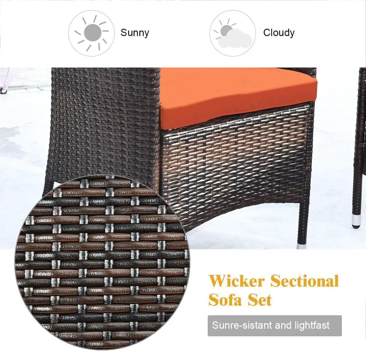 Rattan Patio Set With Cushioned Chairs And Glass Table from PriceLows™