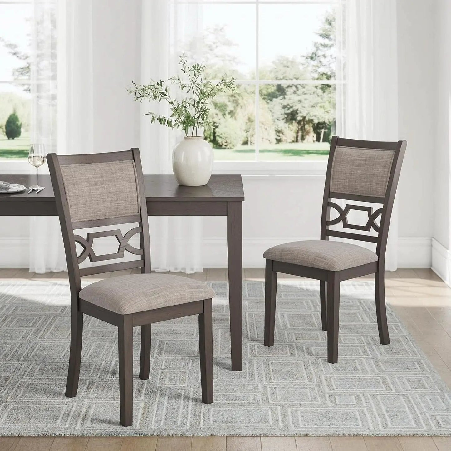 Diamond Patterned Dining Table Set Gray Walnut Stain from PriceLows™