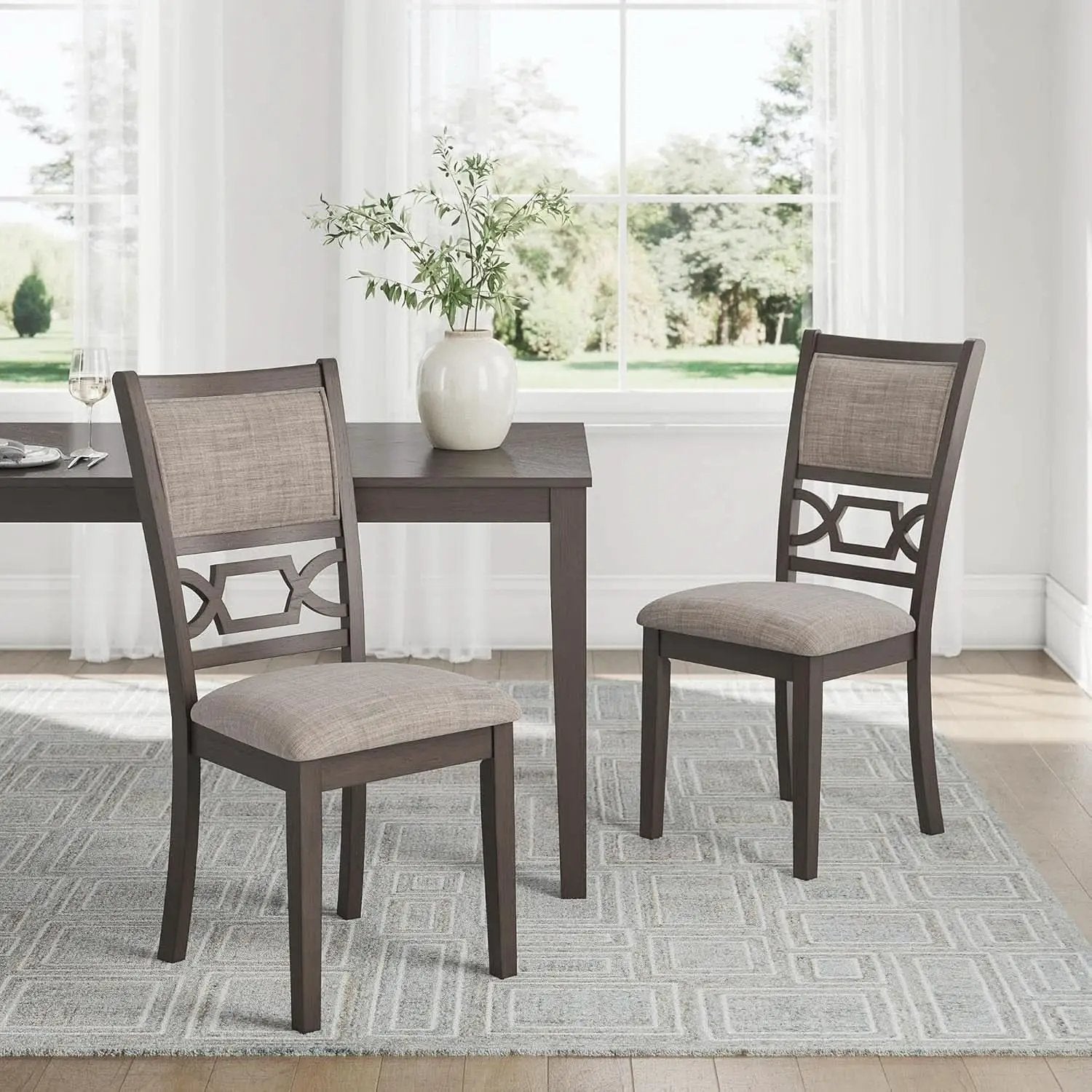 Diamond Patterned Dining Table Set Gray Walnut Stain from PriceLows™