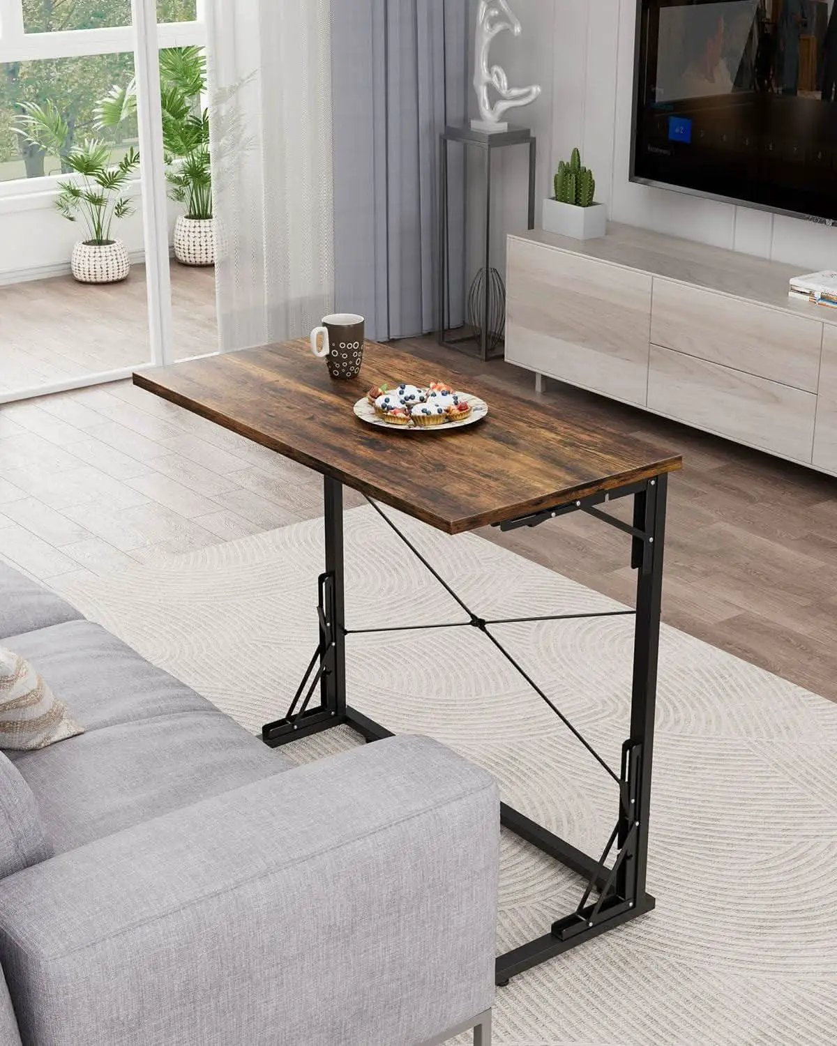 31.5 Inch Collapsible Tray Desk Rustic Brown Premium Finish from PriceLows™