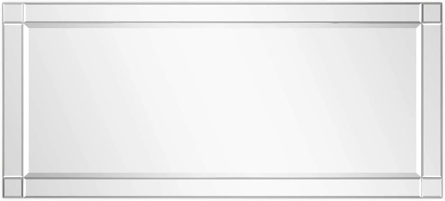Modern Squared Corner Rectangle Wood Wall Mirror 24 x 54 from PriceLows™