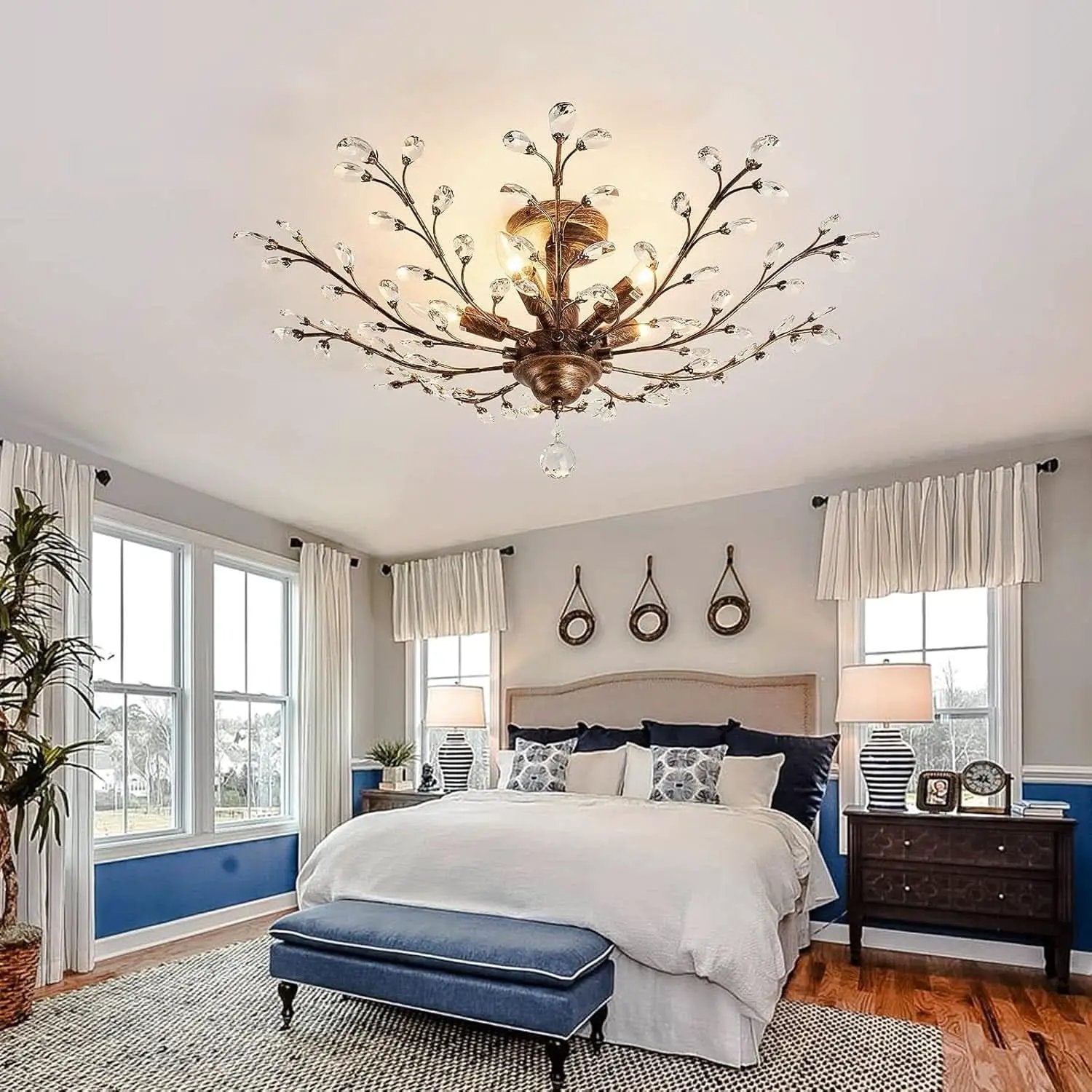 Bronze Five Light Vintage Crystal Chandelier Dimmable from PriceLows™