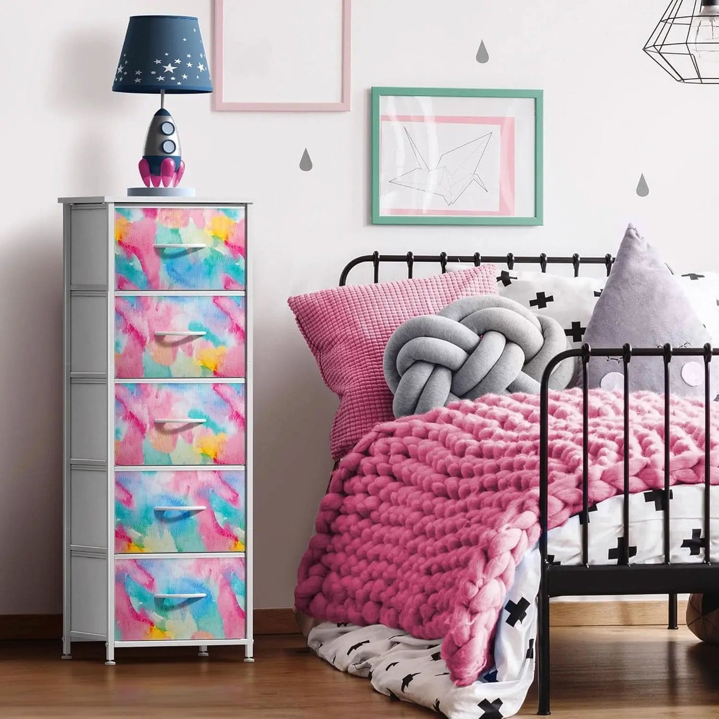 Kids Dresser Five Drawer Storage Chest With Fabric Drawers from PriceLows™